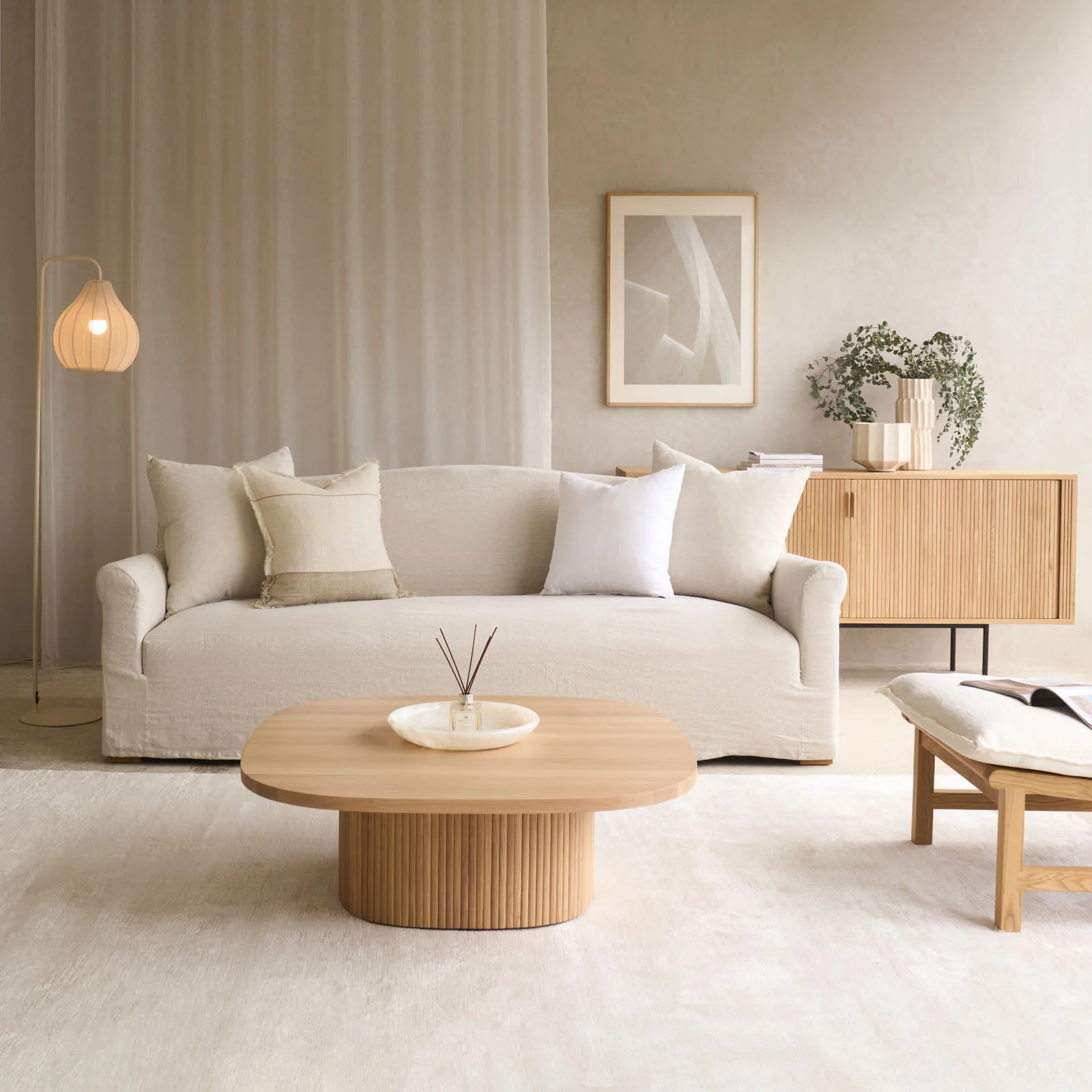 Cascina Fabric Sofa | Natural (230cm) - Image 13