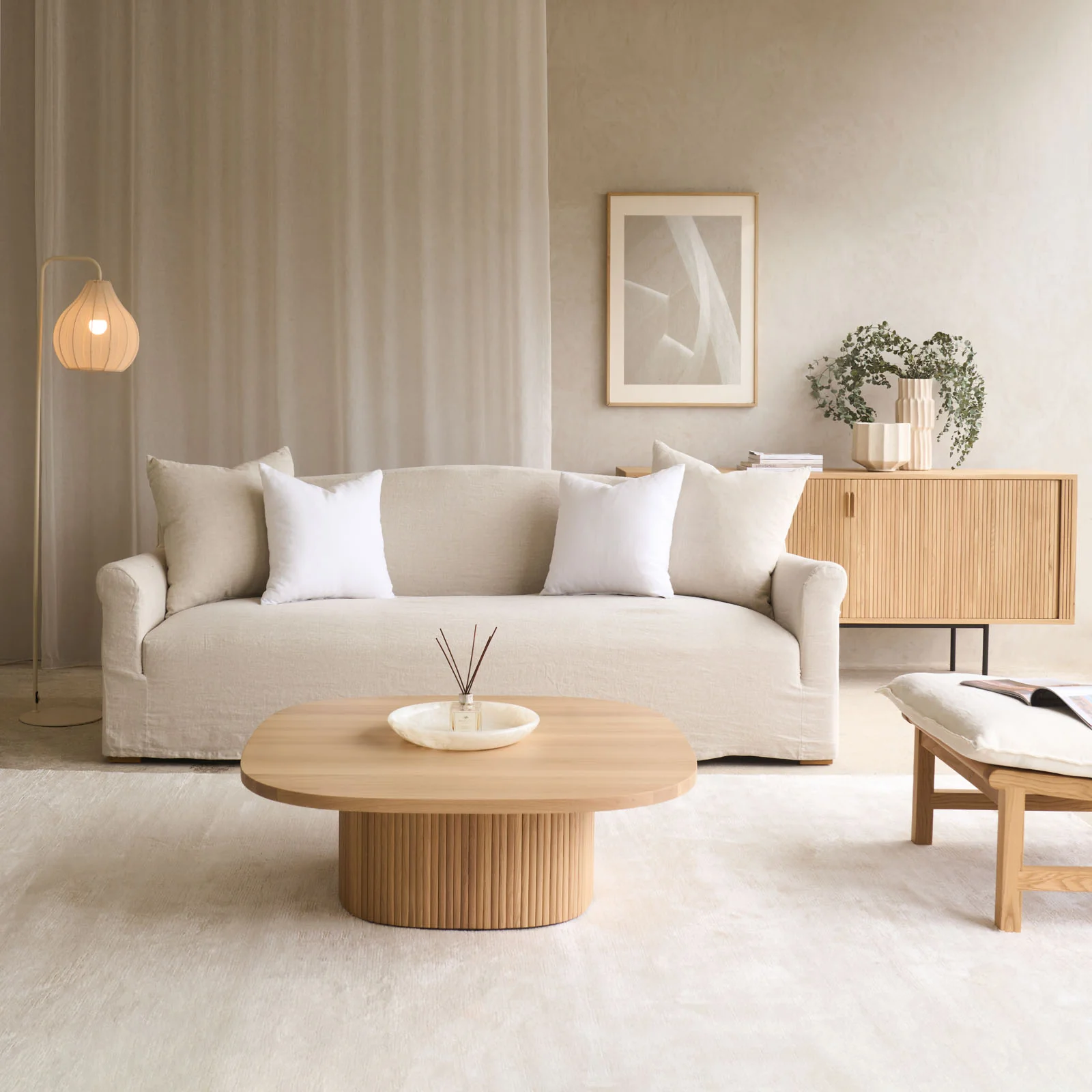 Cascina Fabric Sofa | Natural (230cm) - Image 3