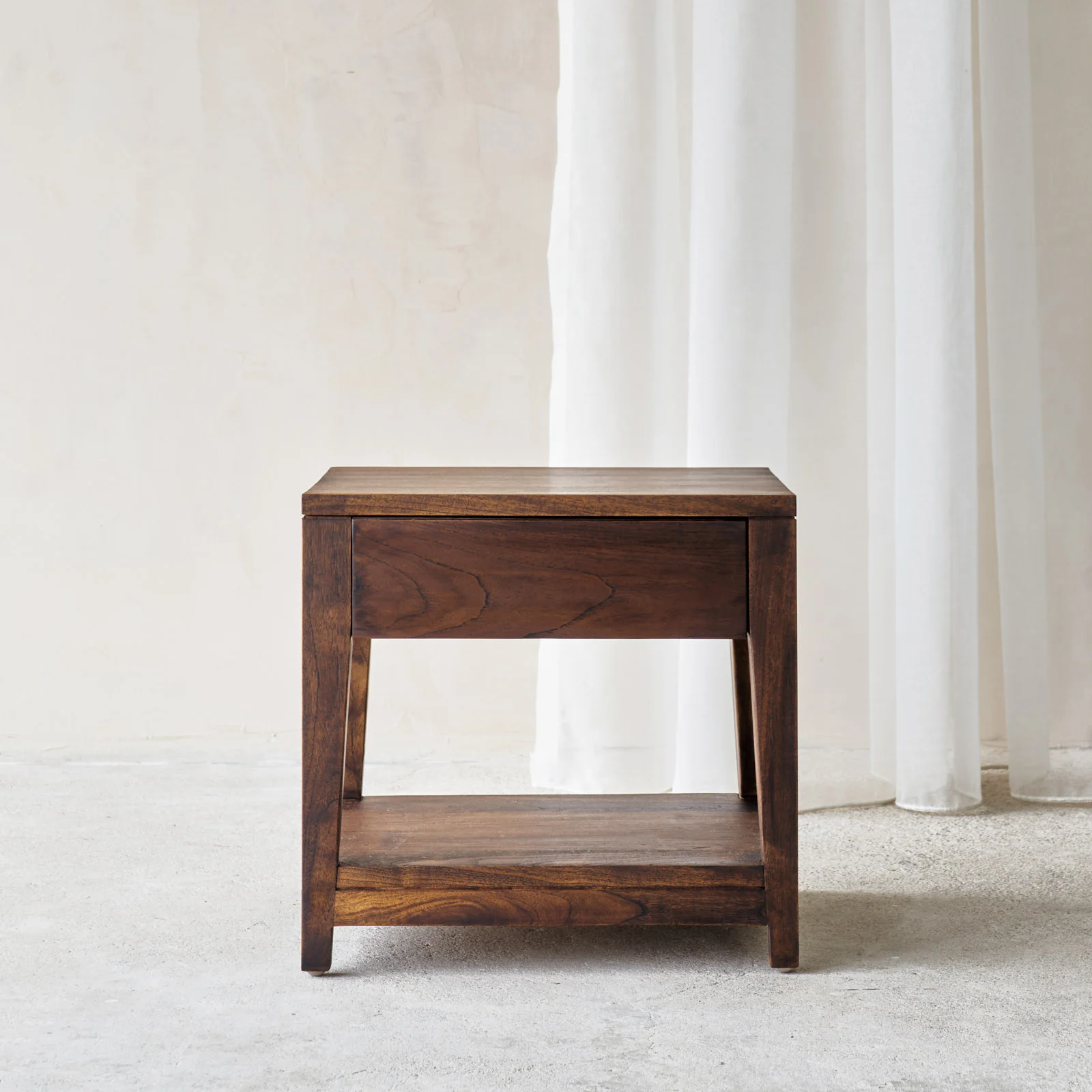 Catalina Bedside Table | Dark Stained Teak (43cm)