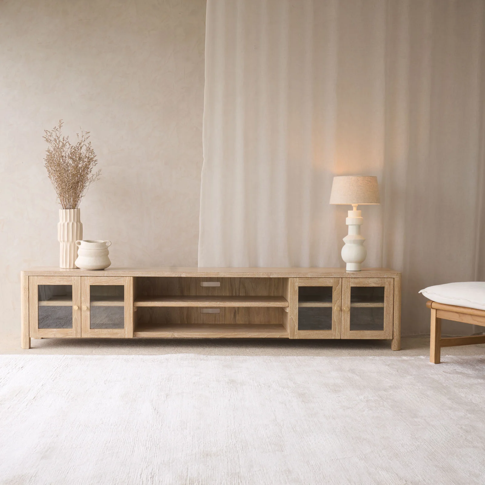 Cetara TV Console | Whitewash (220cm)