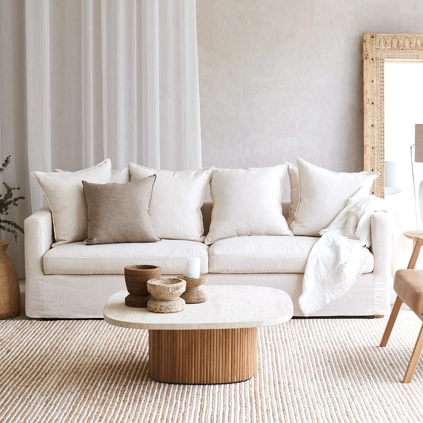 Charlie Fabric Sofa | 3 Seater - Oatmeal (230cm)