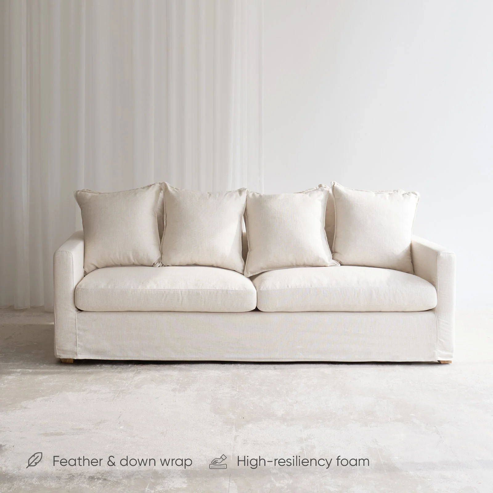 Charlie Fabric Sofa | 3 Seater - Oatmeal (230cm) - Image 3