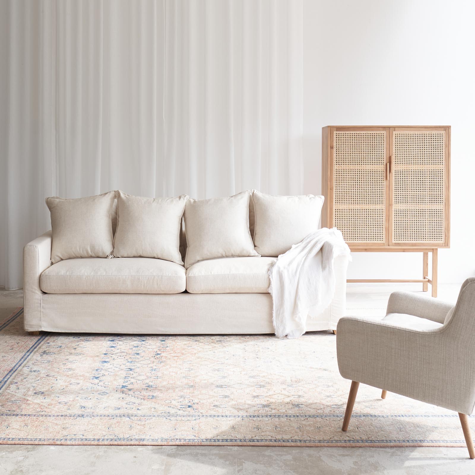 Charlie Fabric Sofa | 3 Seater - Oatmeal (230cm) - Image 5