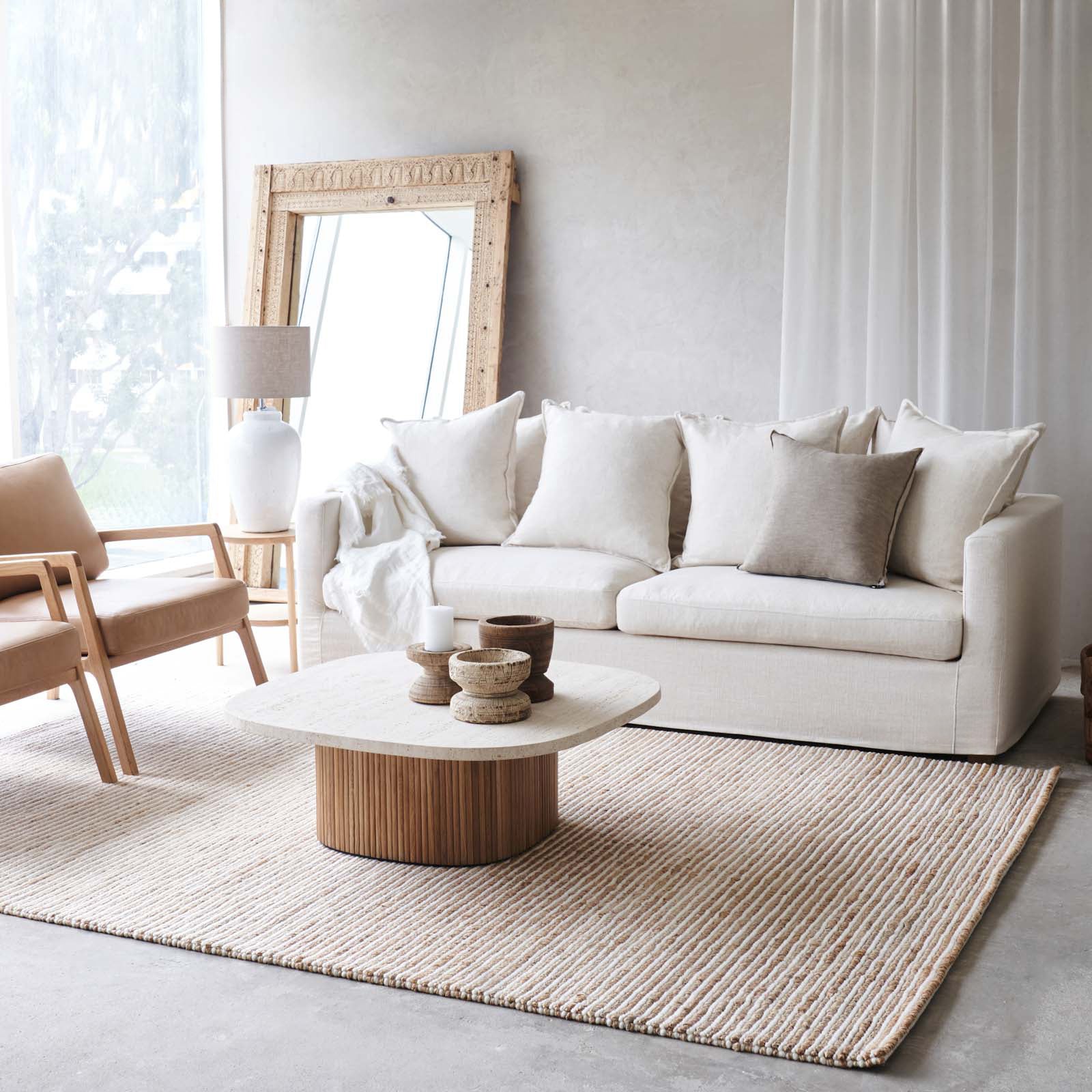 Charlie Fabric Sofa | 3 Seater - Oatmeal (230cm) - Image 6