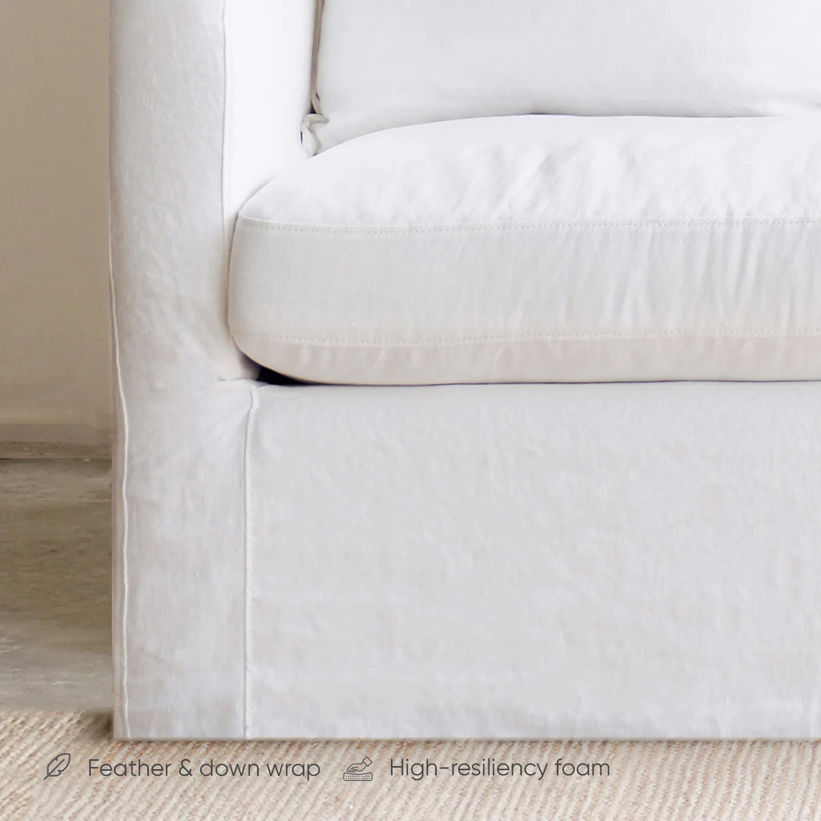 Charlie Fabric Sofa | 3 Seater - Snow (230cm) - Image 3