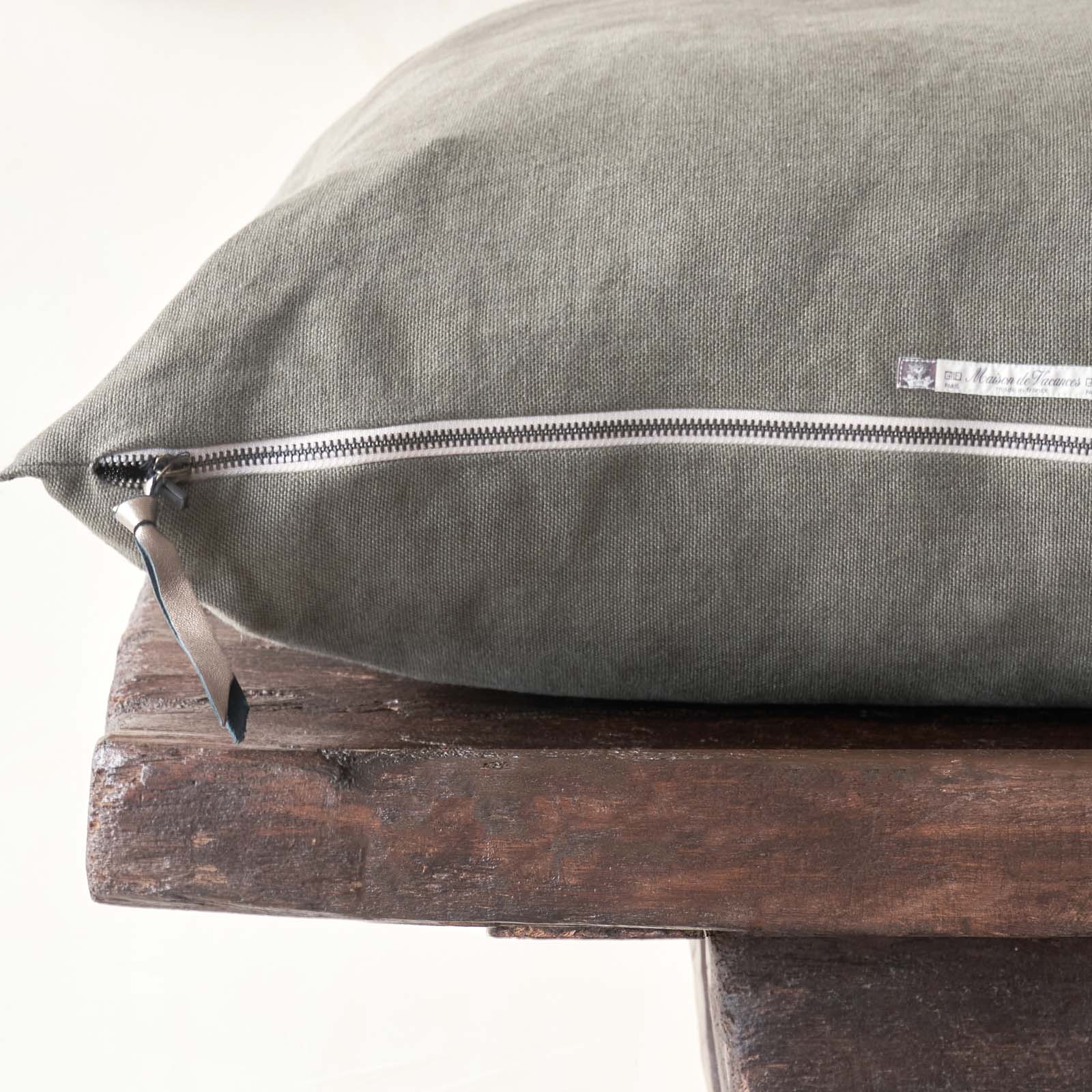 Black Line Cushion | Stone Washed Linen - Crocodile (60 x 40cm) - Image 4