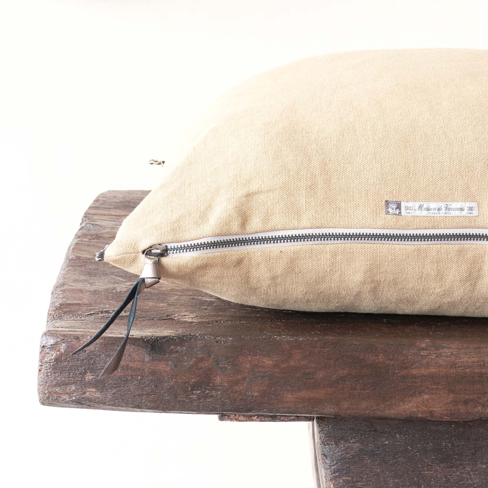 Black Line Cushion | Stone Washed Linen - Sable (50 x 50cm) - Image 2