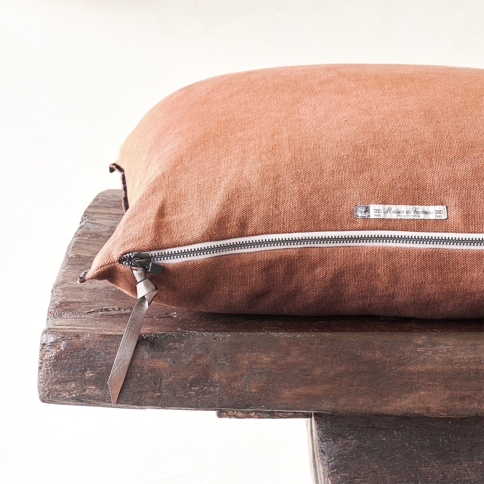 Black Line Cushion | Stone Washed Linen - Sienne - Image 3
