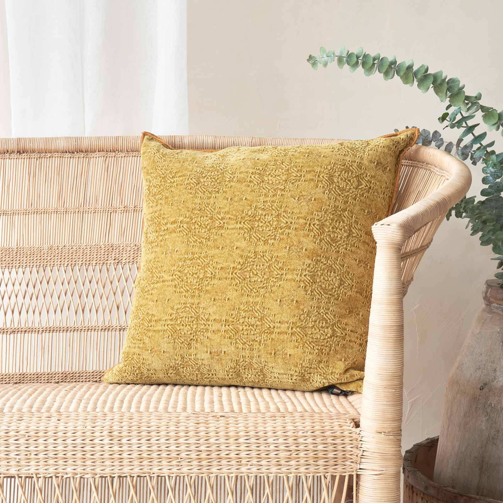 Jacquard Cushion | Stone Washed Kilim - Ochre (50 x 50cm)