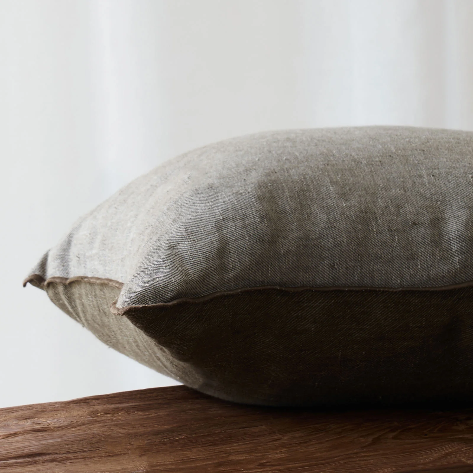 Crumpled Washed Linen Cushion | Kaki (50 x 50cm) - Image 2