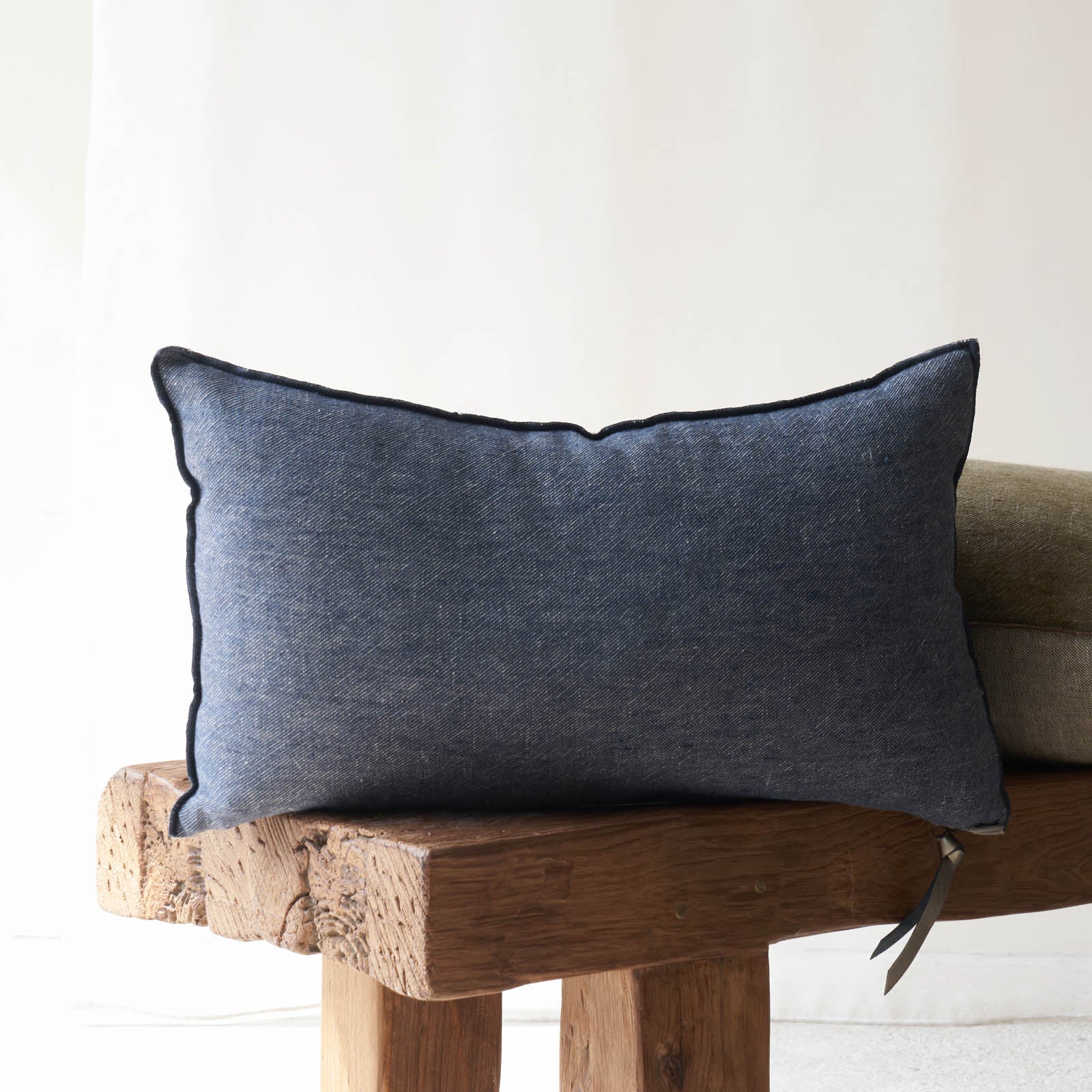 Crumpled Washed Linen Cushion | Petrole - Image 2