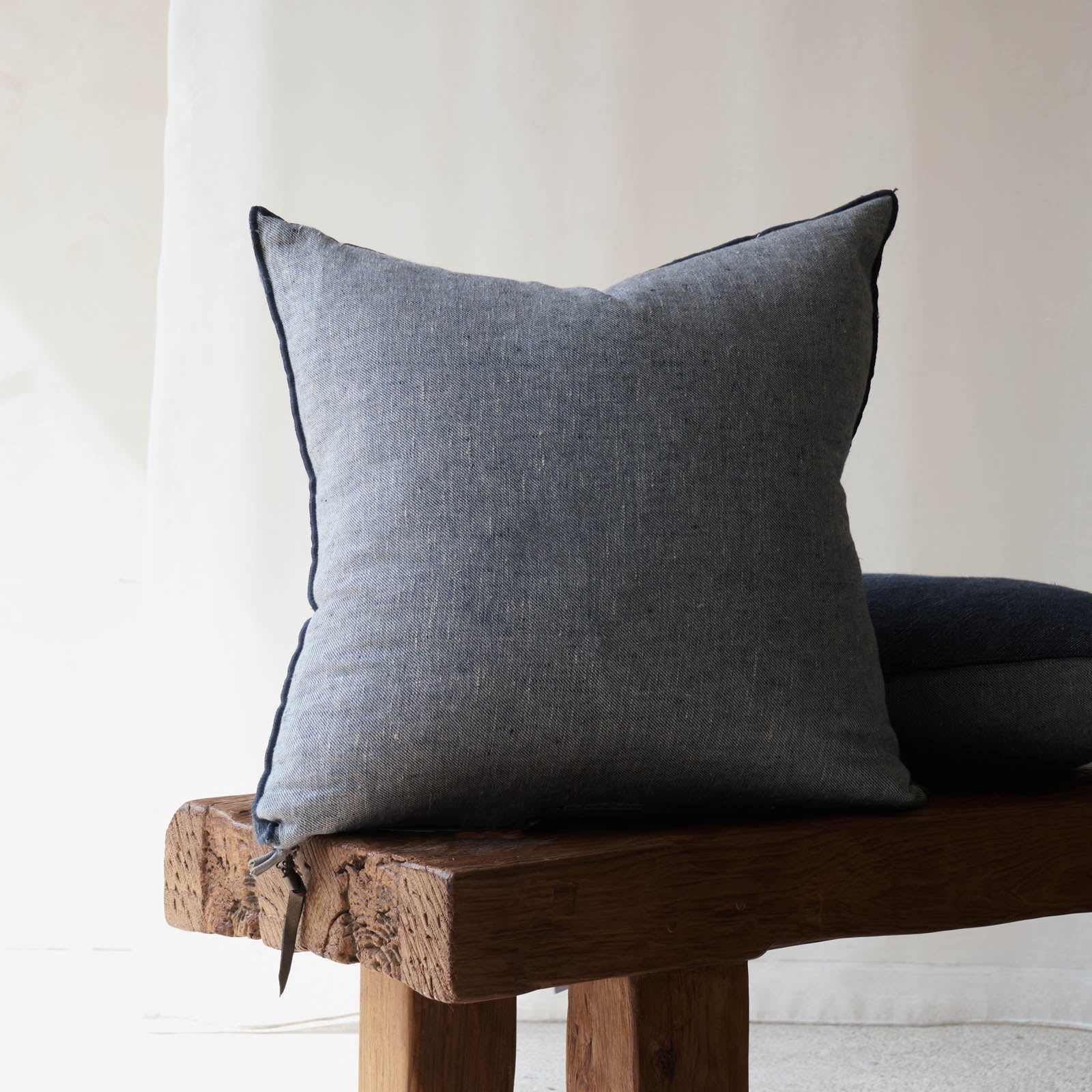 Crumpled Washed Linen Cushion | Petrole - Image 4