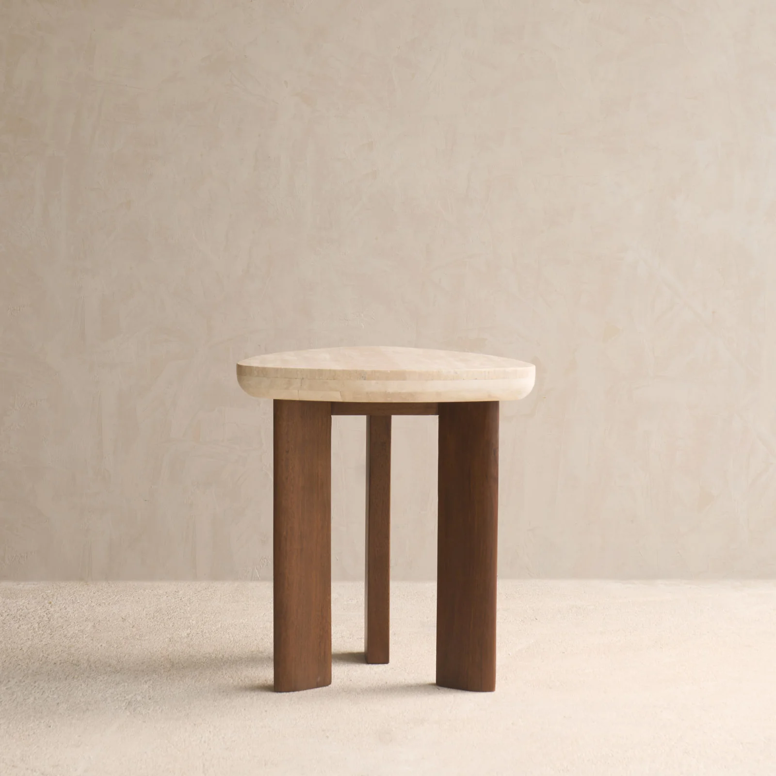 Dune Travertine Side Table | Dark Stained (45cm) - Image 4