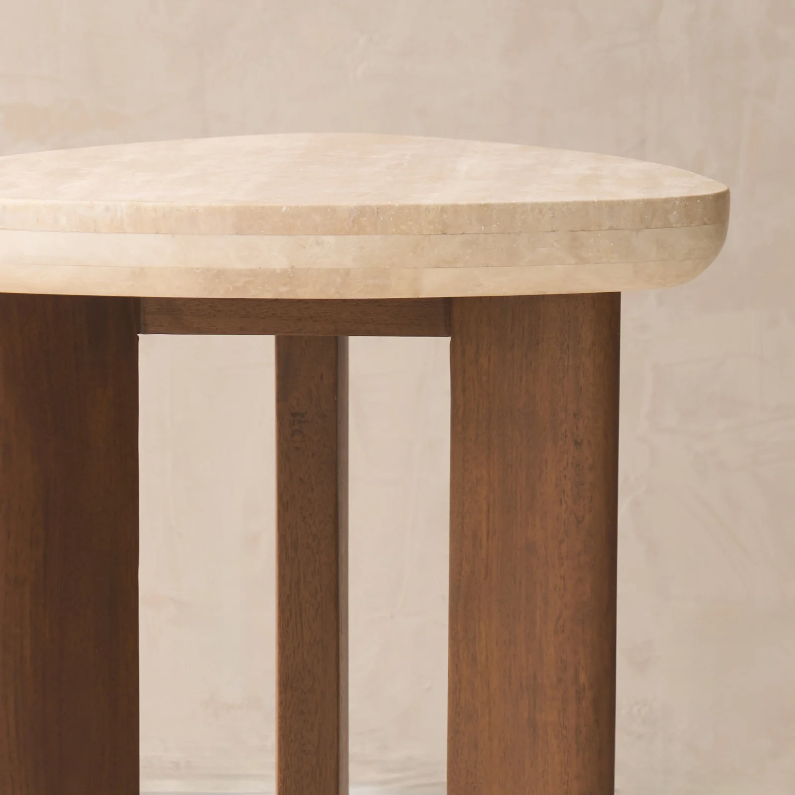 Dune Travertine Side Table | Dark Stained (45cm) - Image 5
