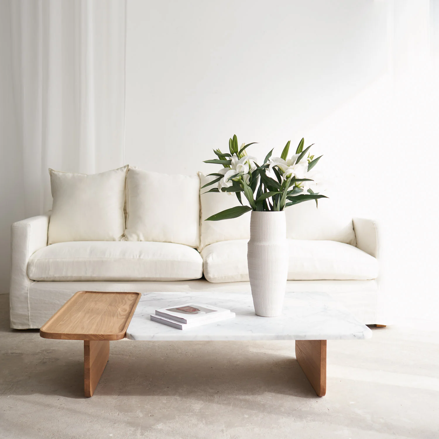 Duo Coffee Table | Marble & Oak - Image 9