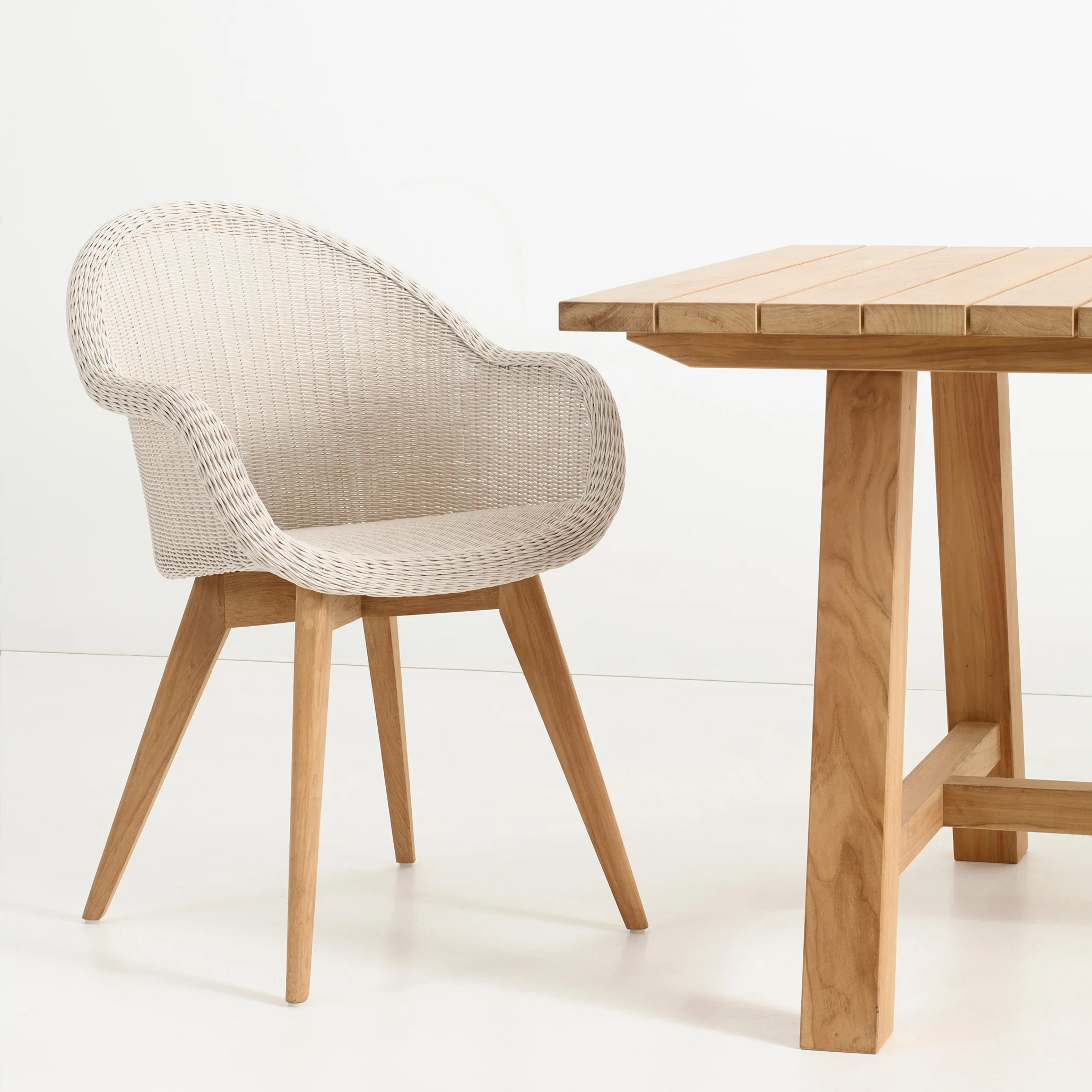 Edgard Outdoor Dining Chair | Teak - Old Lace - Image 4