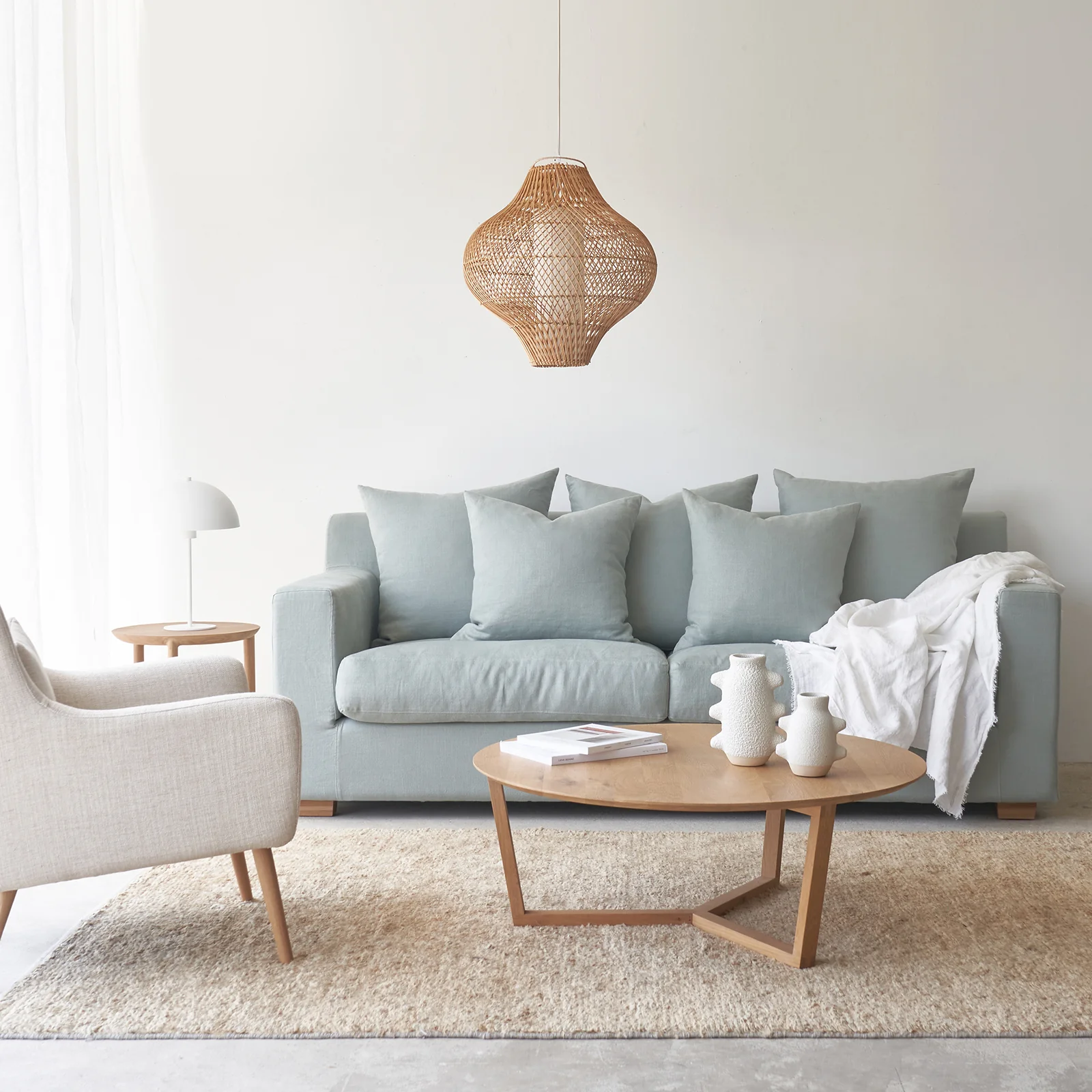 Beccy Fabric Sofa | 3 Seater - Celadon (216cm) - Image 5