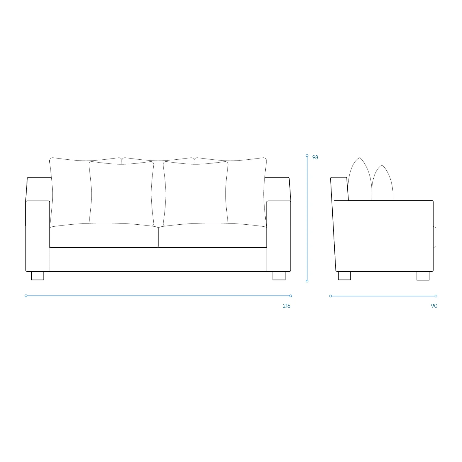 Beccy Fabric Sofa | 3 Seater - Celadon (216cm) - Image 6