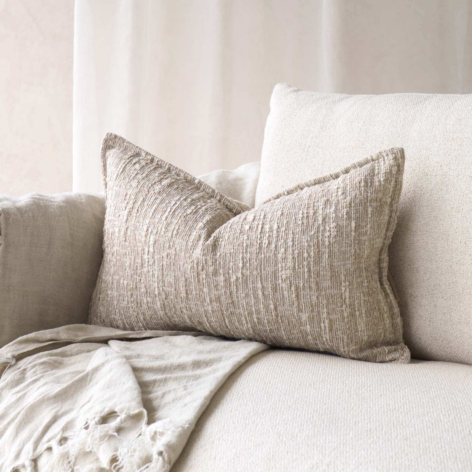 Textured Fabric Cushion | Beige - Image 4