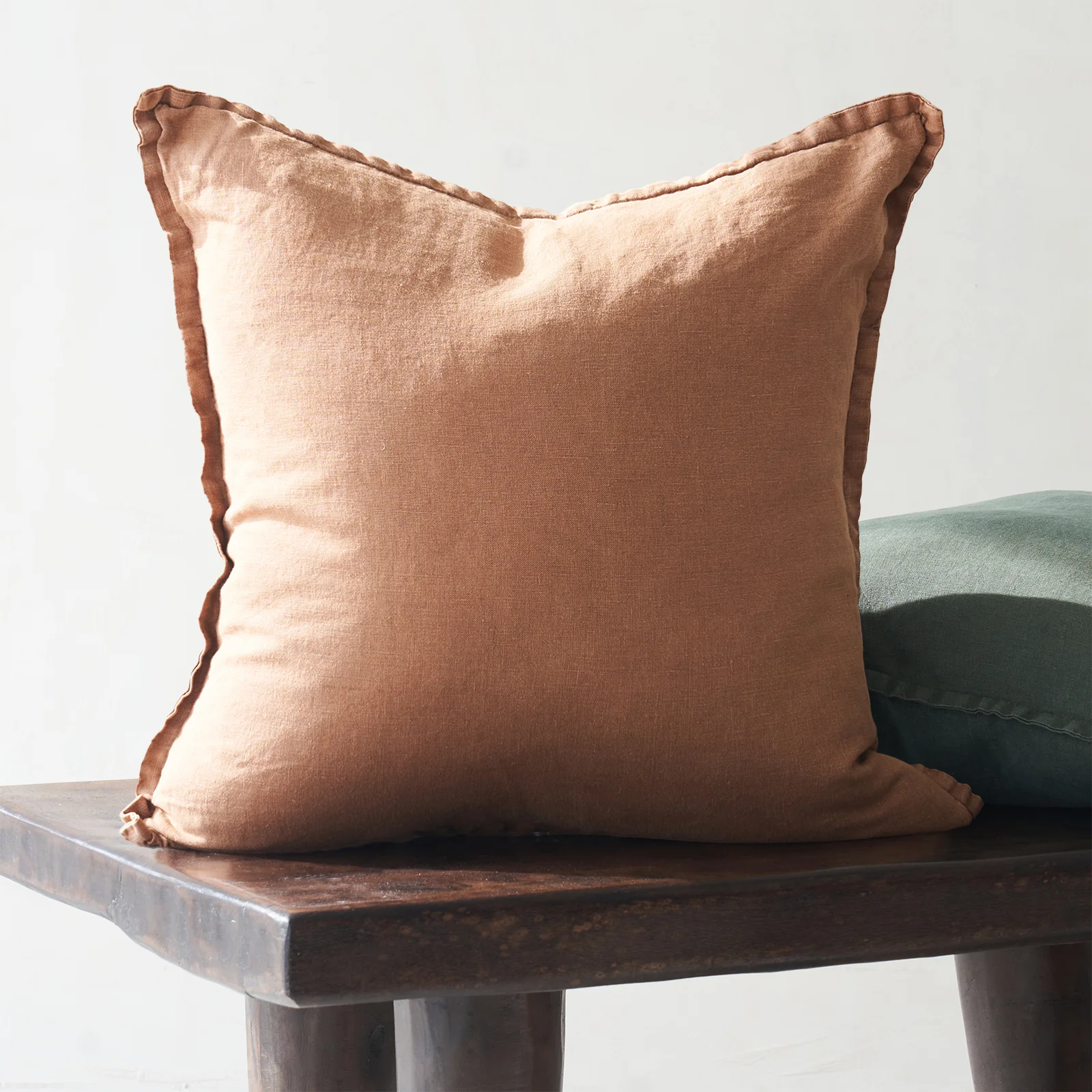 Linen Fabric Cushion | Caramel - Image 3