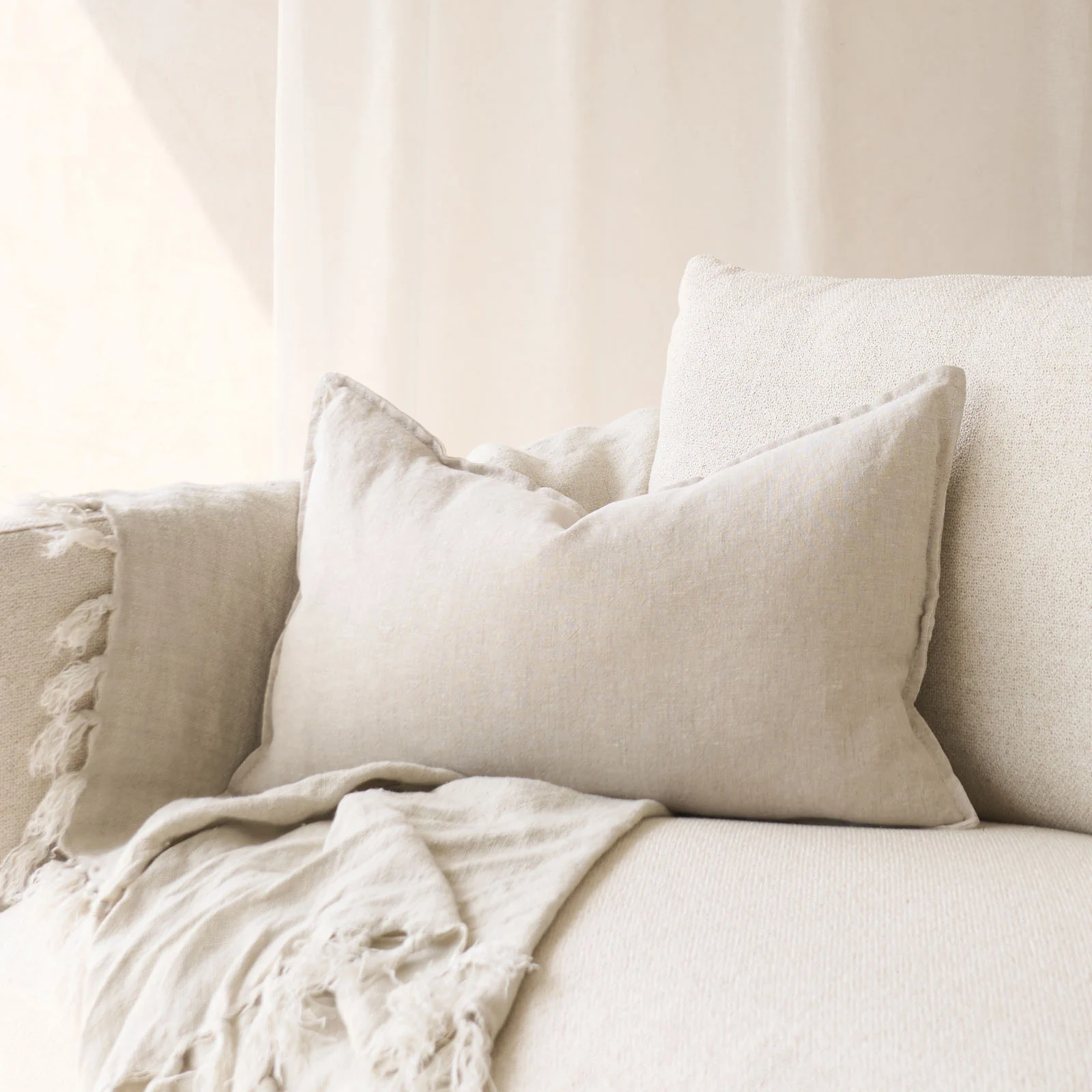 Linen Fabric Cushion | Natural - Image 4
