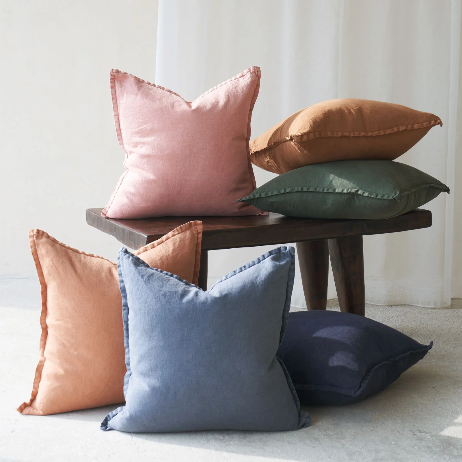 Linen Fabric Cushion | Navy - Image 4