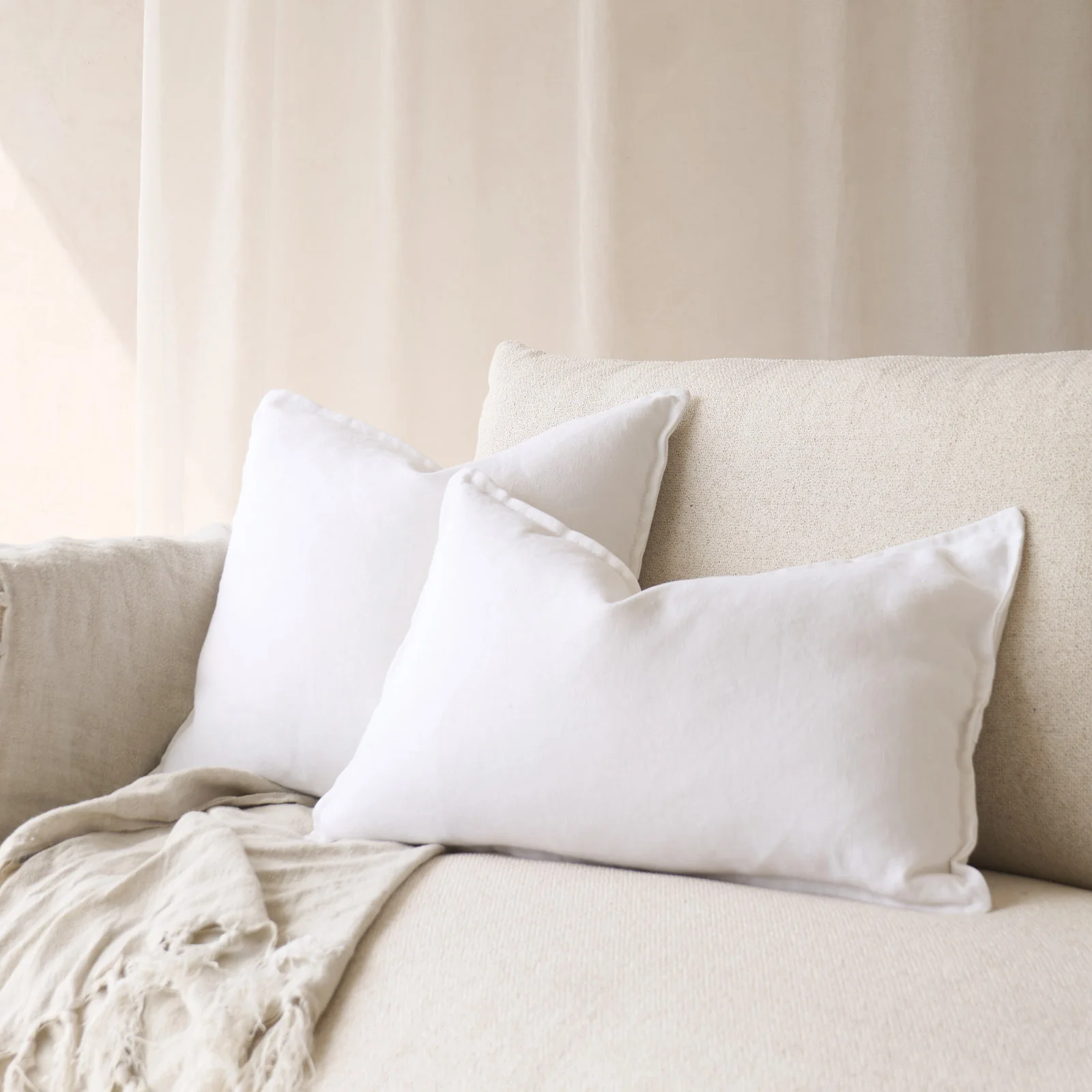 Linen Fabric Cushion | Snow