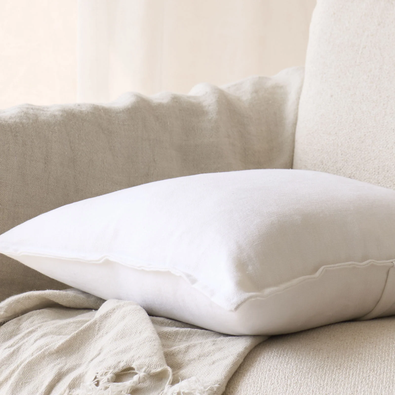 Linen Fabric Cushion | Snow - Image 3