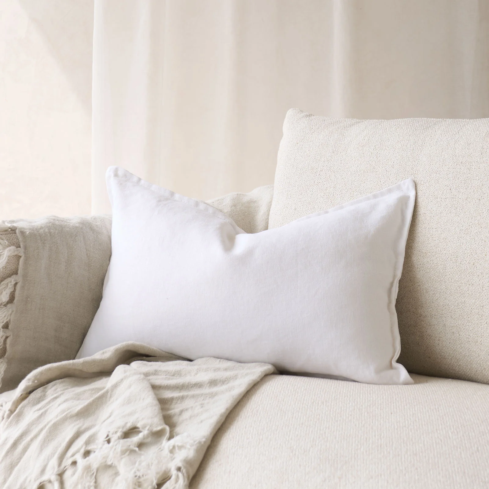 Linen Fabric Cushion | Snow - Image 4