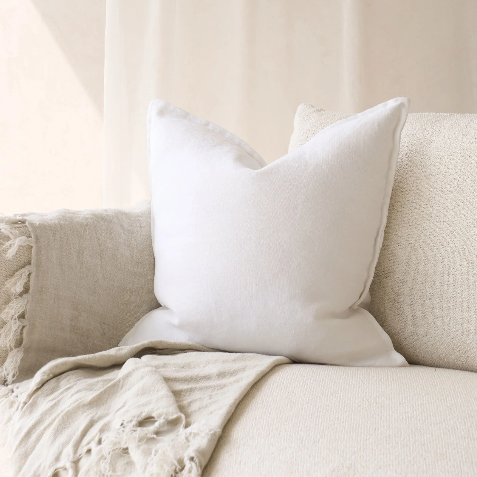 Linen Fabric Cushion | Snow - Image 6