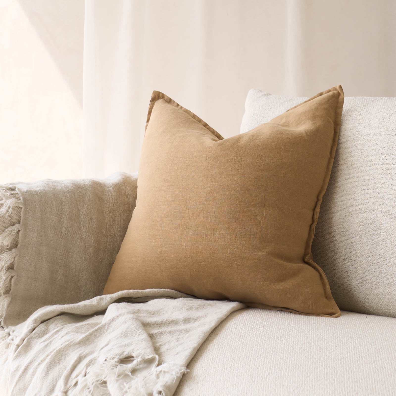 Linen Fabric Cushion | Wheat - Image 3