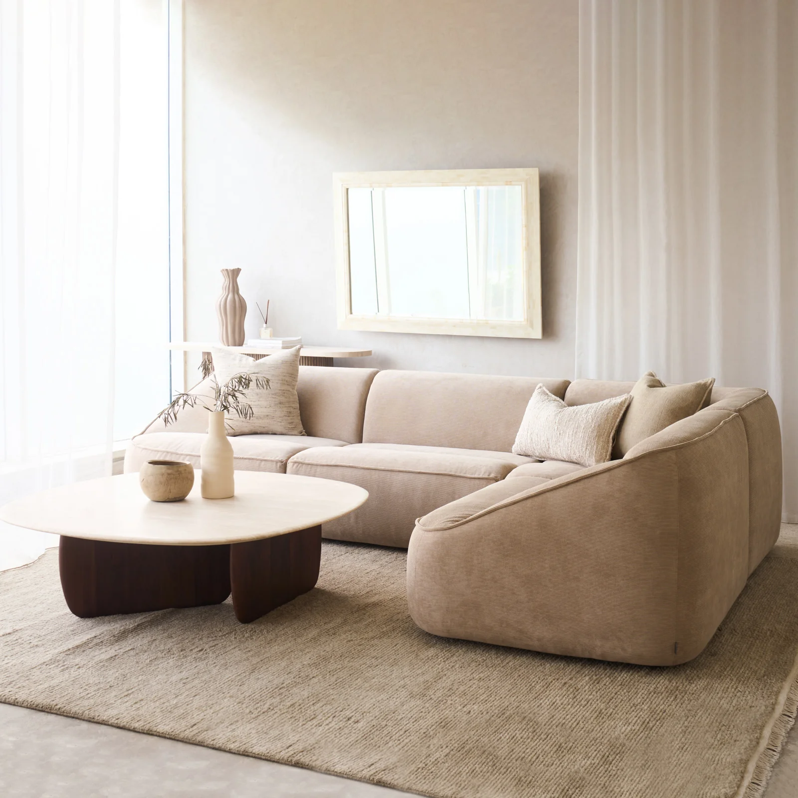 Facette Modular Corner Fabric Sofa | Ammonite (297cm) - Image 5