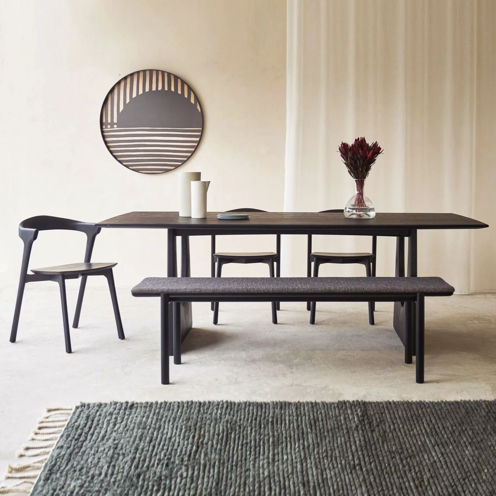 Folk Bench | Black Frame - Cinder (160cm) - Image 5