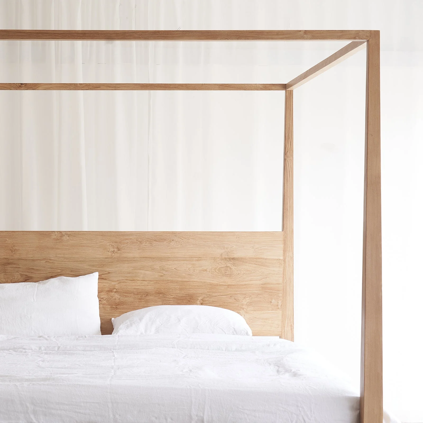 Four Poster Bed Frame | Teak - Natural - Image 3