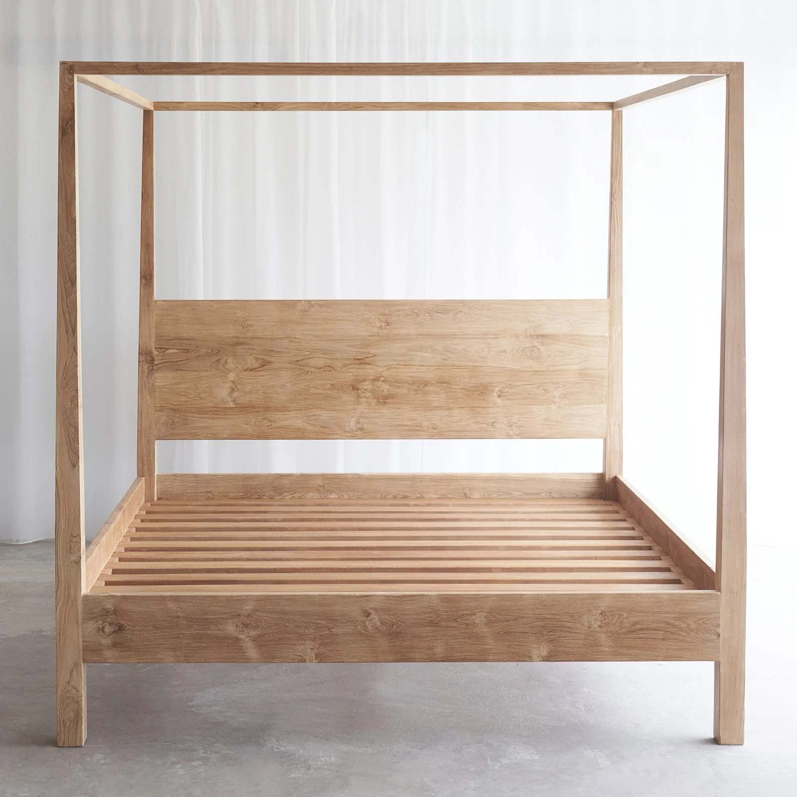 Four Poster Bed Frame | Teak - Natural - Image 5