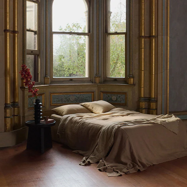 Freya Linen Throw | Biscuit - Image 3