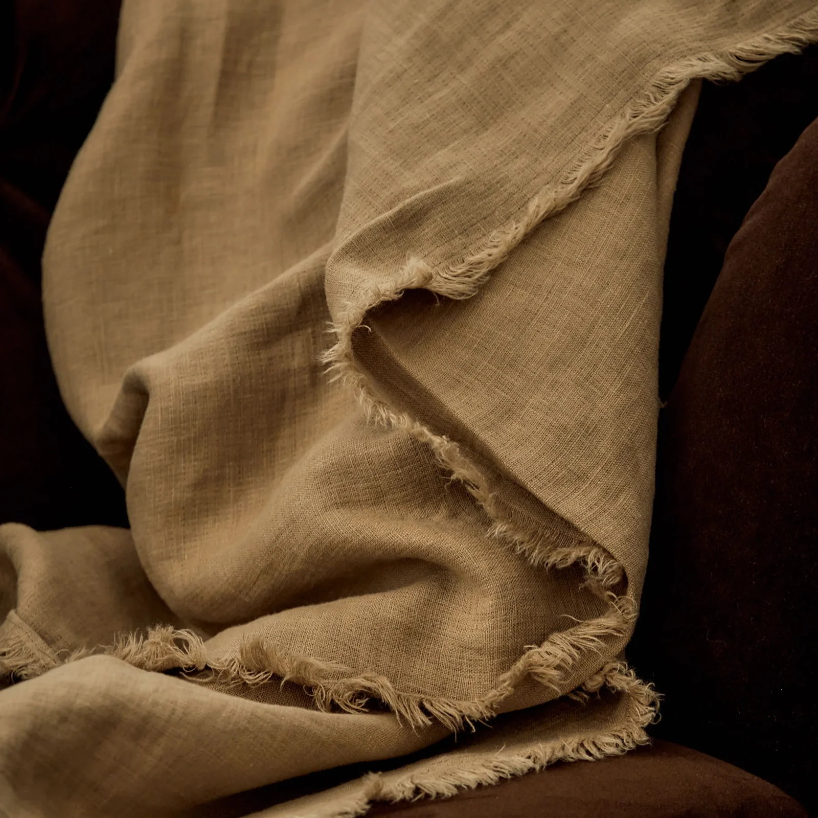 Freya Linen Throw | Biscuit - Image 4