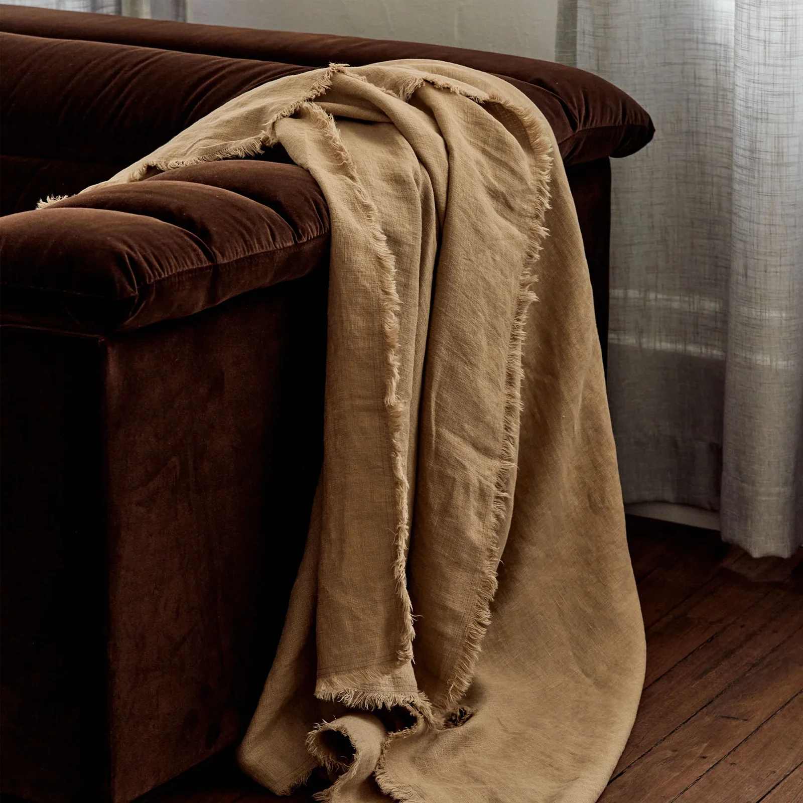 Freya Linen Throw | Biscuit - Image 5