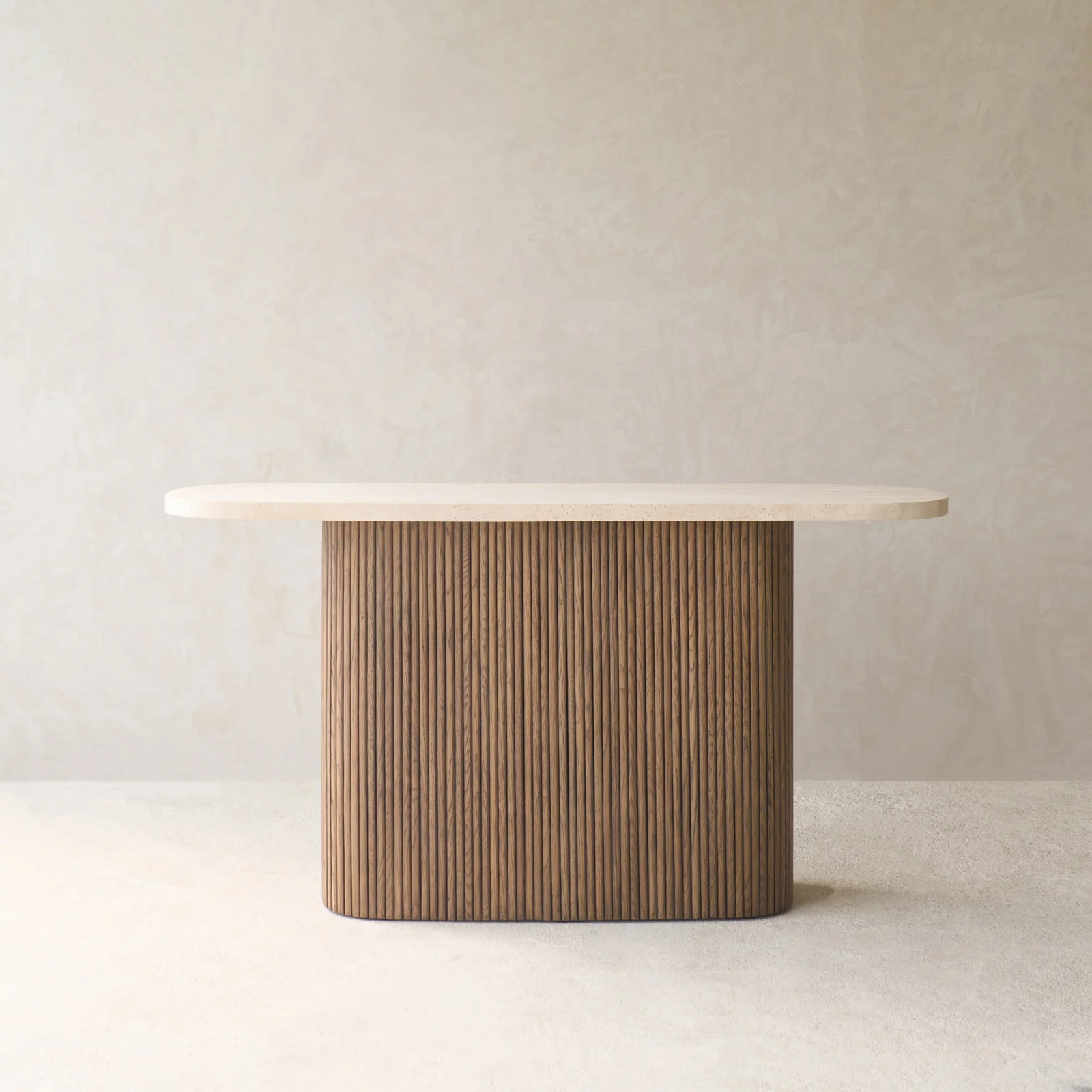 Gion Console | Travertine with Latte Oak Base (140cm) - Image 4