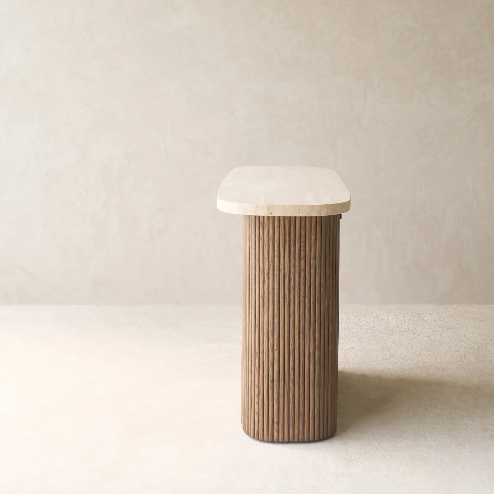 Gion Console | Travertine with Latte Oak Base (140cm) - Image 6