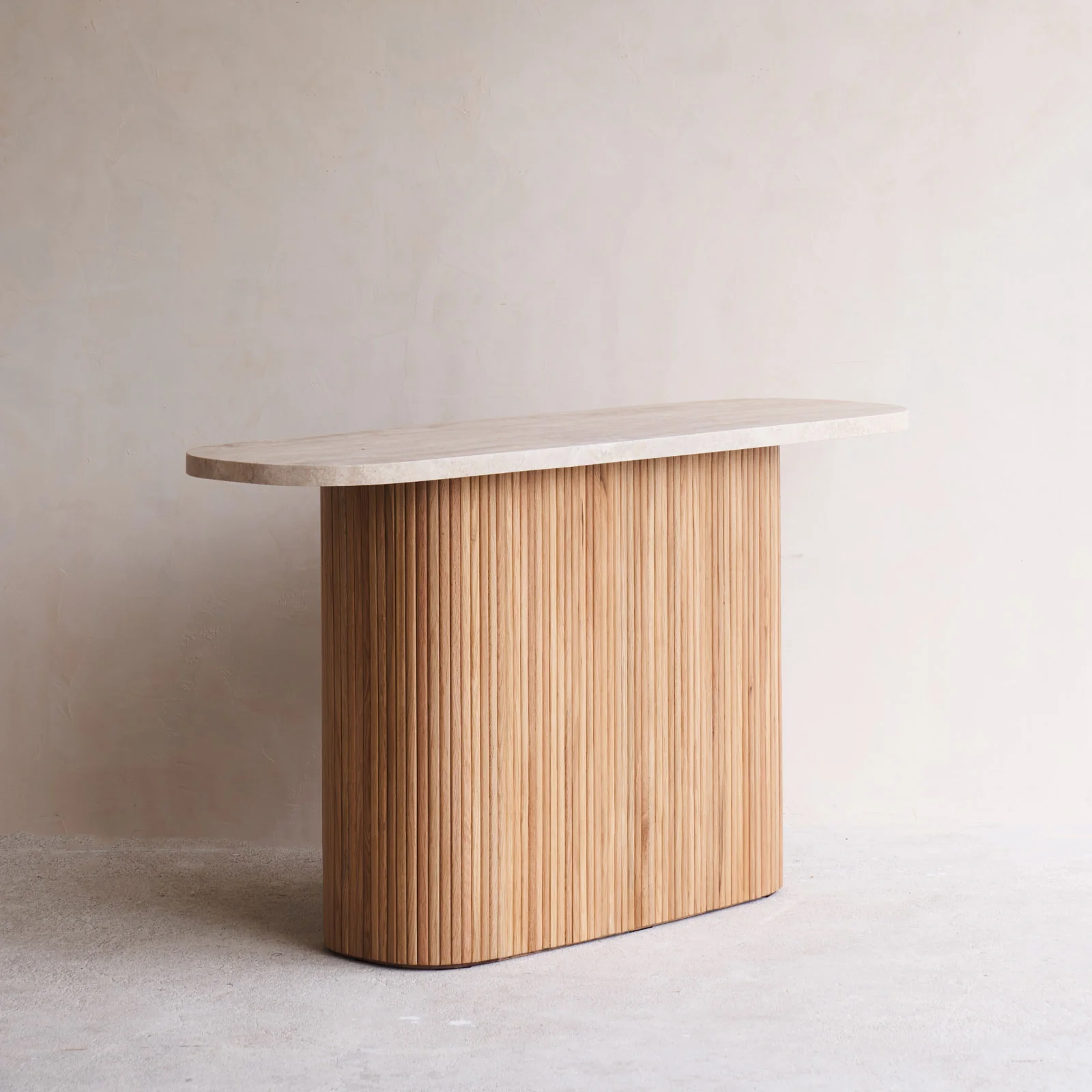 Gion Console | Travertine with Oak Base (140cm) - Image 3