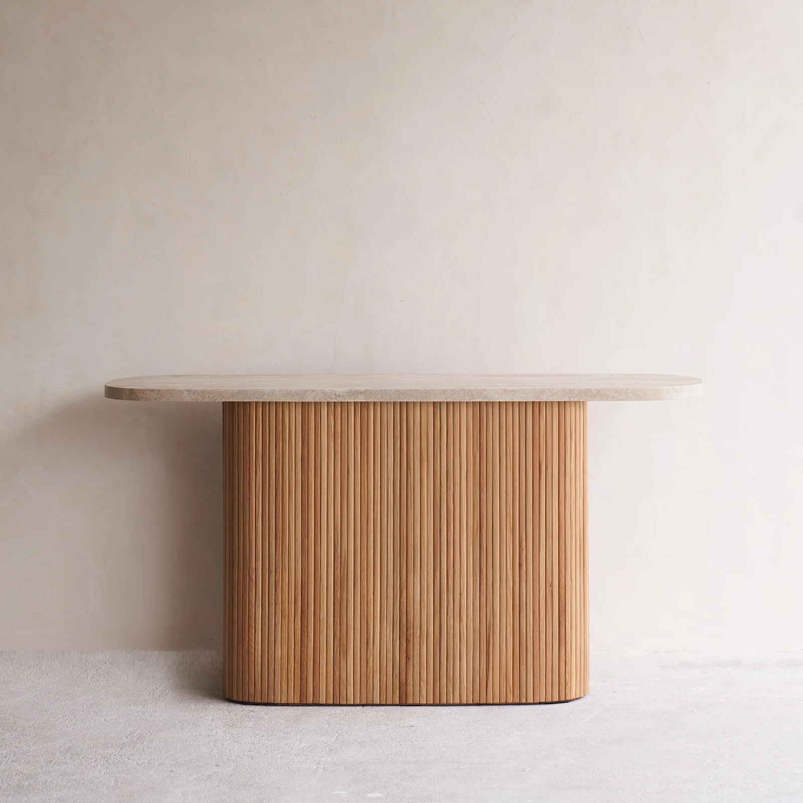 Gion Console | Travertine with Oak Base (140cm) - Image 4