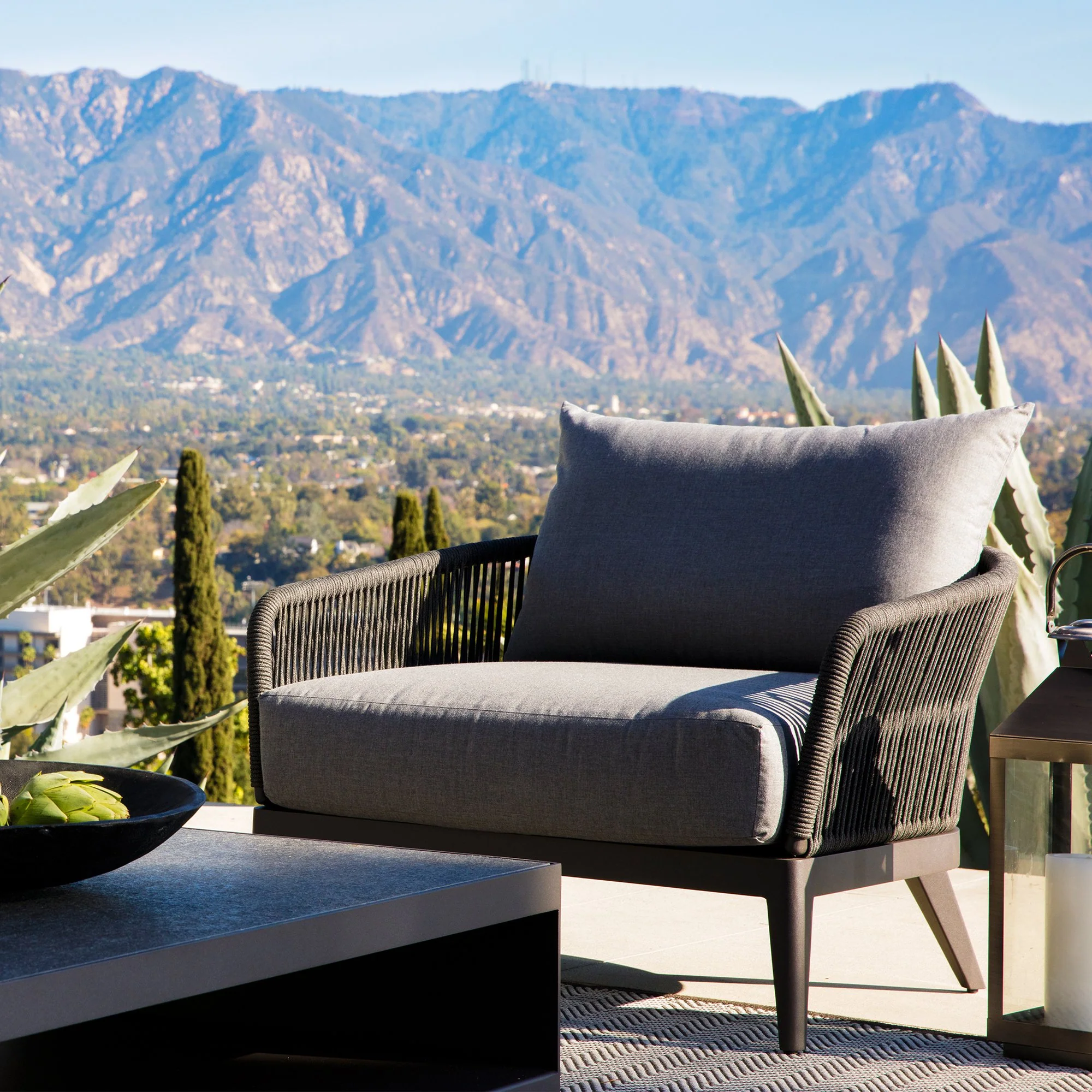 Hamilton Outdoor Armchair | Black Frame - Grey (95cm) - Image 3