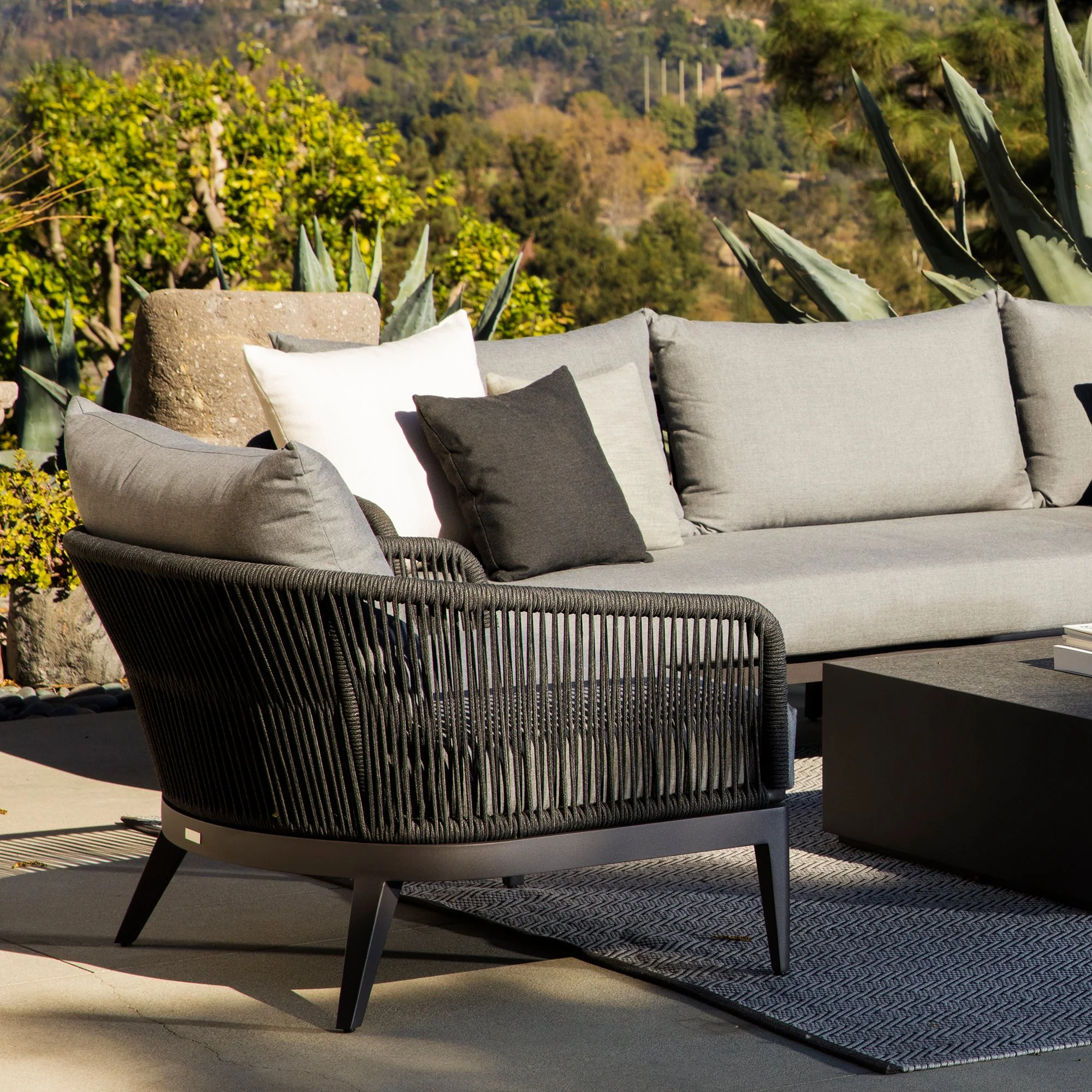 Hamilton Outdoor Armchair | Black Frame - Grey (95cm) - Image 7