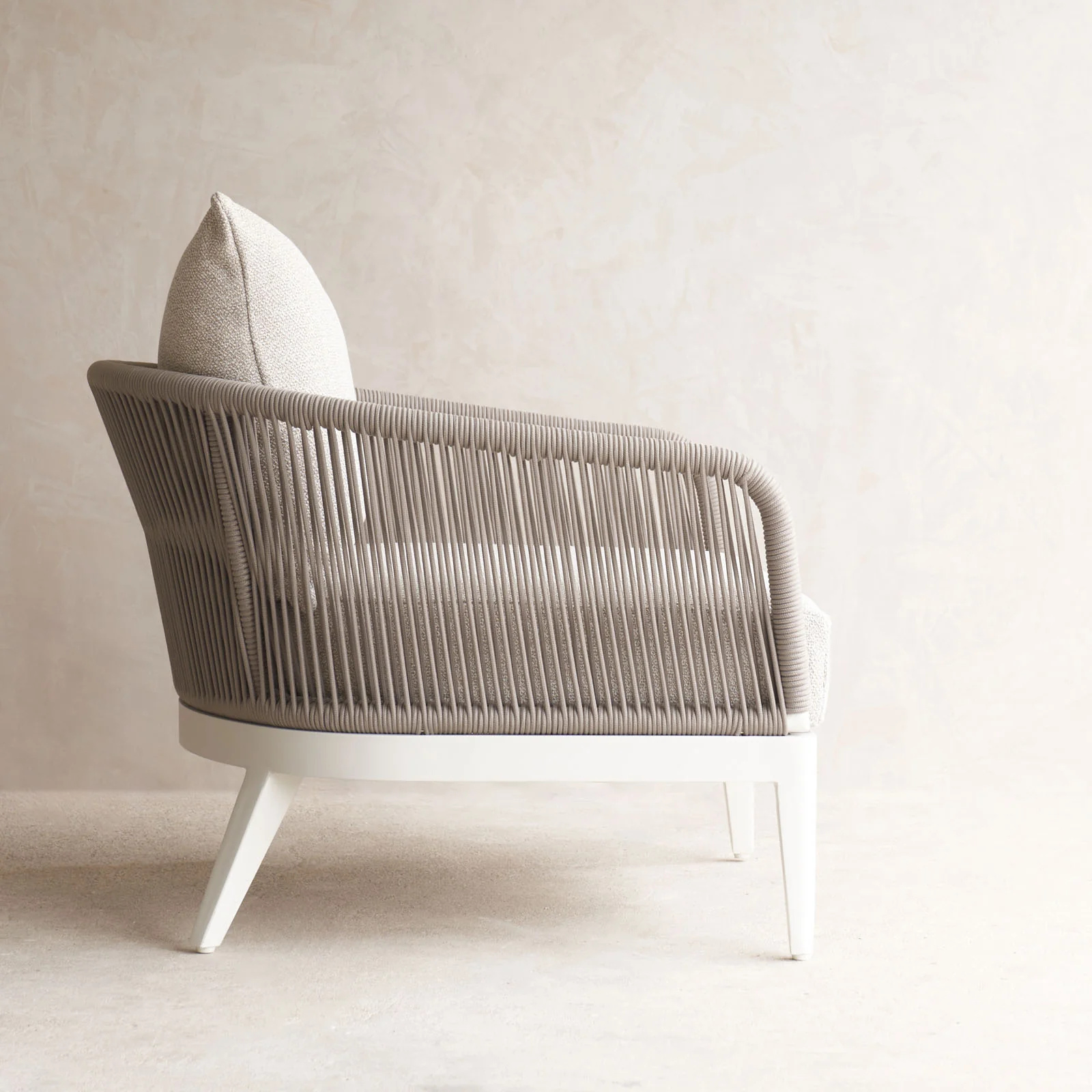Hamilton Outdoor Armchair | White Frame - Taupe (95cm) - Image 4
