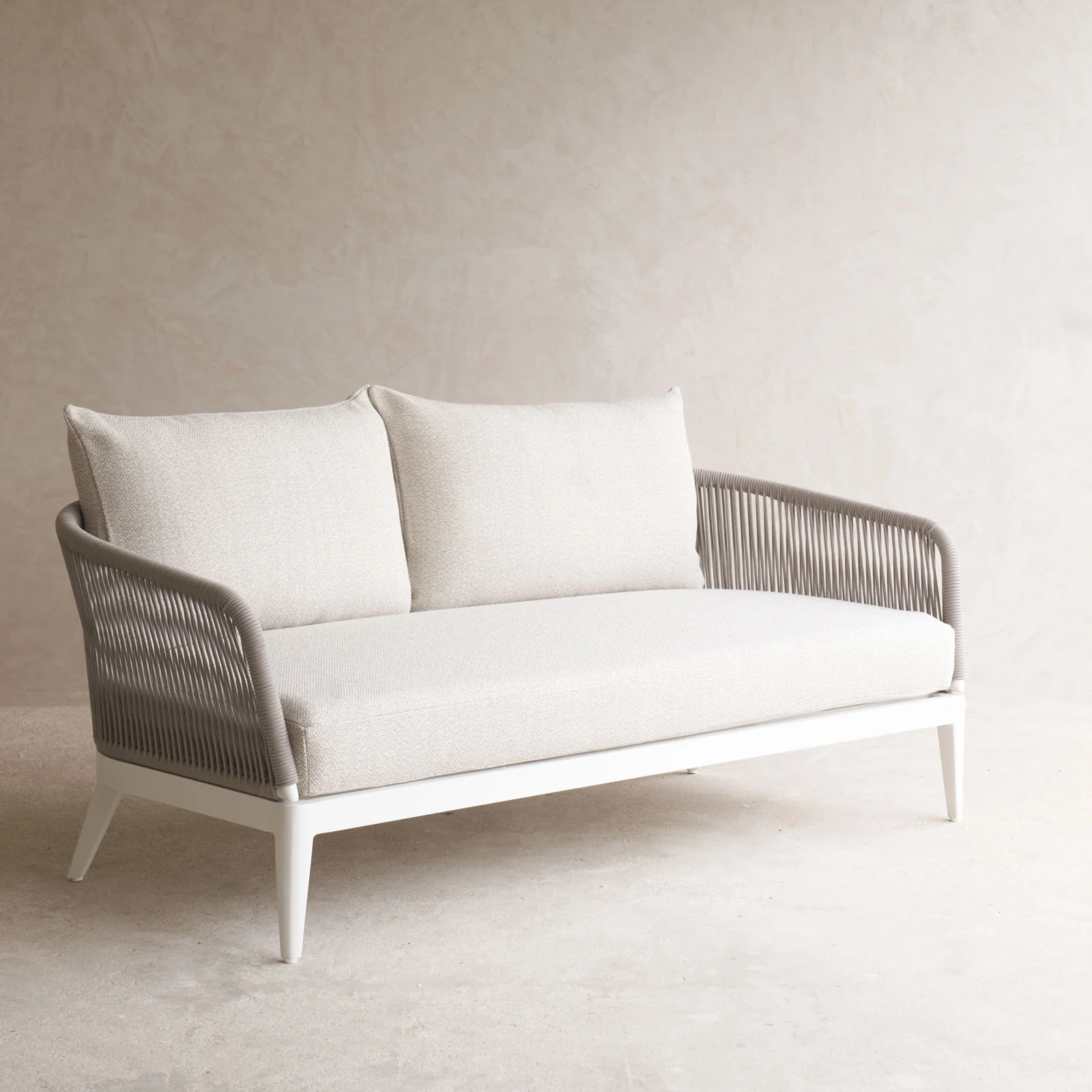 Hamilton Outdoor Sofa | 2 Seater White Frame - Taupe (174cm) - Image 3