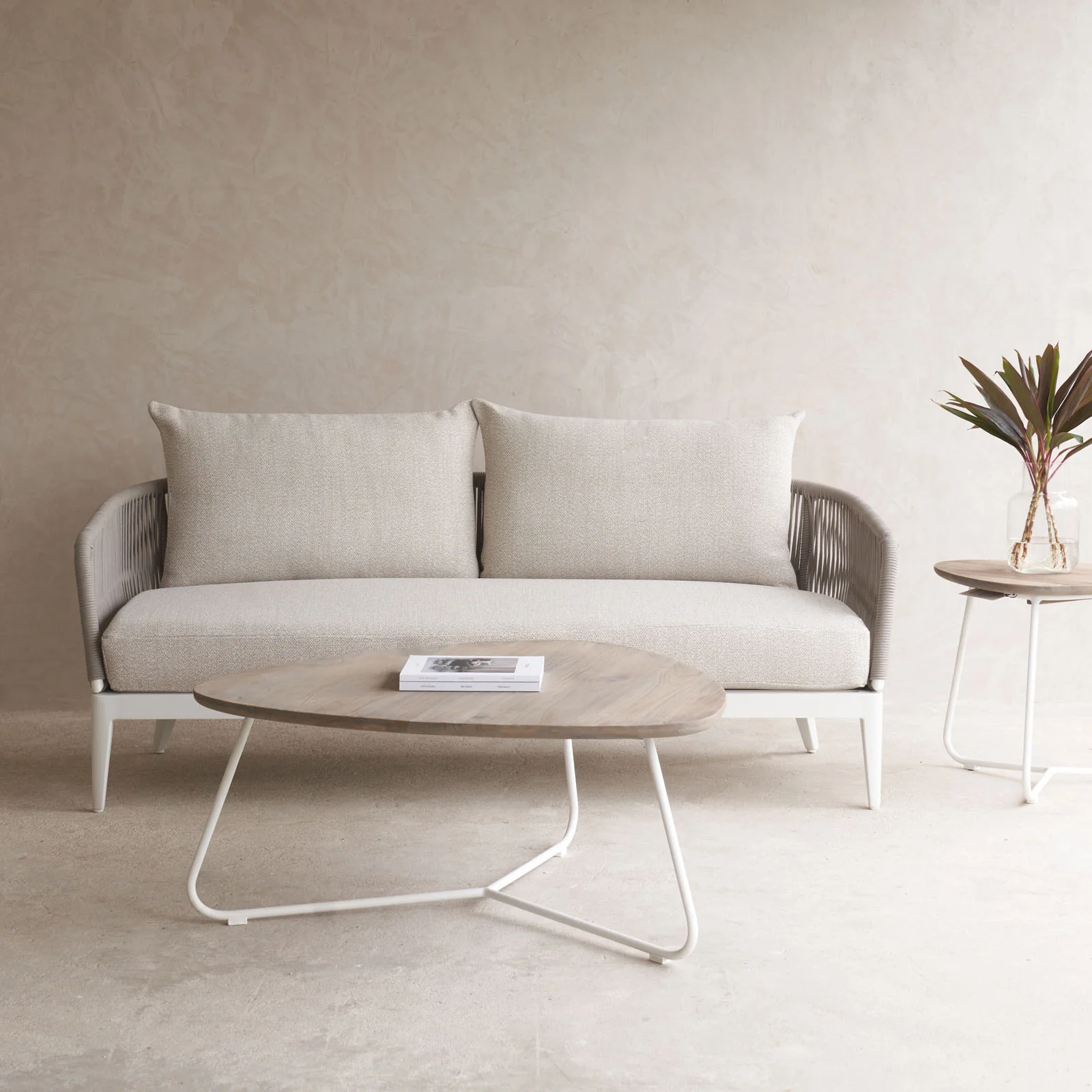 Hamilton Outdoor Sofa | 2 Seater White Frame - Taupe (174cm) - Image 5