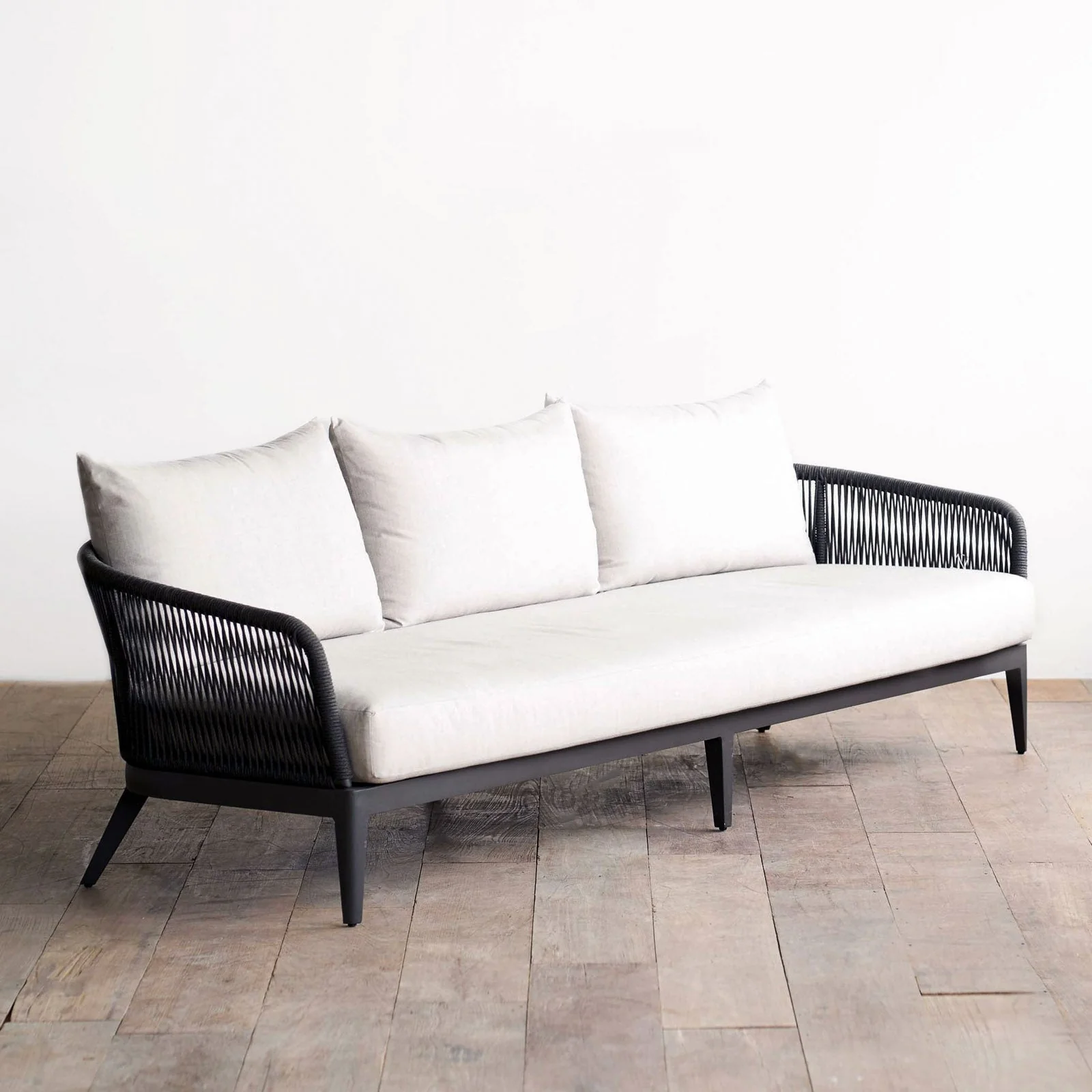 Hamilton Outdoor Sofa | 3 Seater Black Frame - Grey (252cm) - Image 3