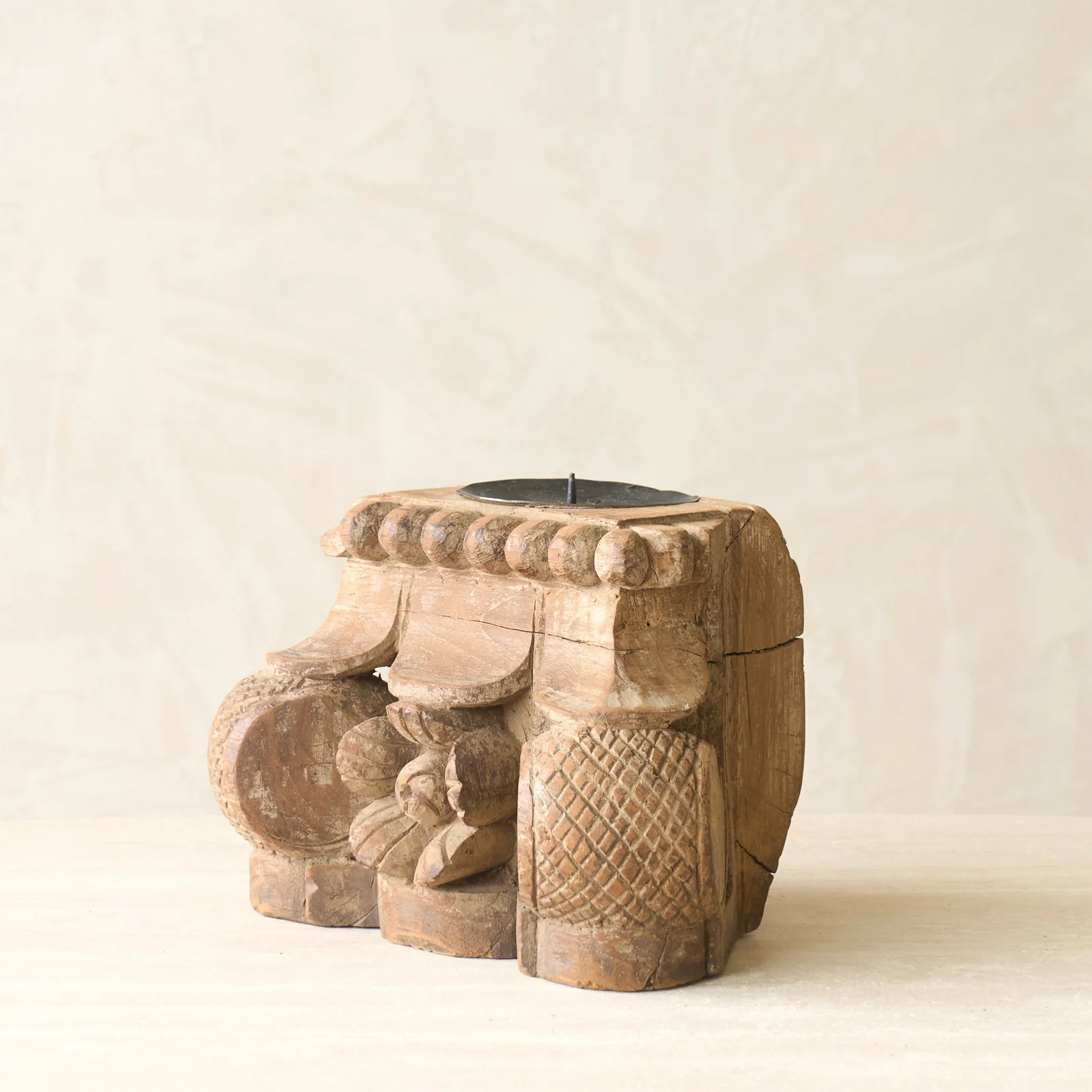 Hand Carved Architectural Pillar Candlestand | B - Image 4