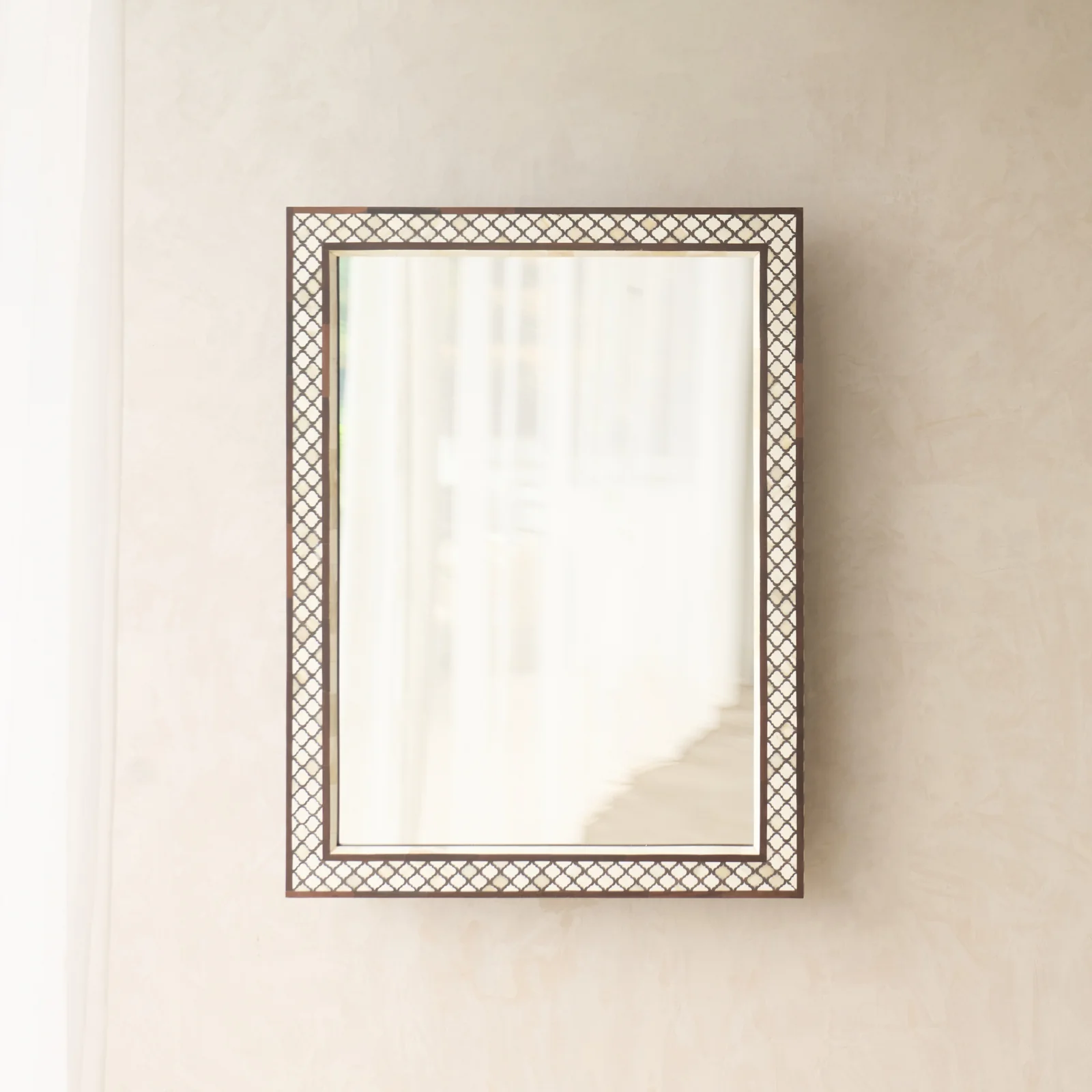 Handcrafted Bone Inlay Geometric Mirror | No. 1